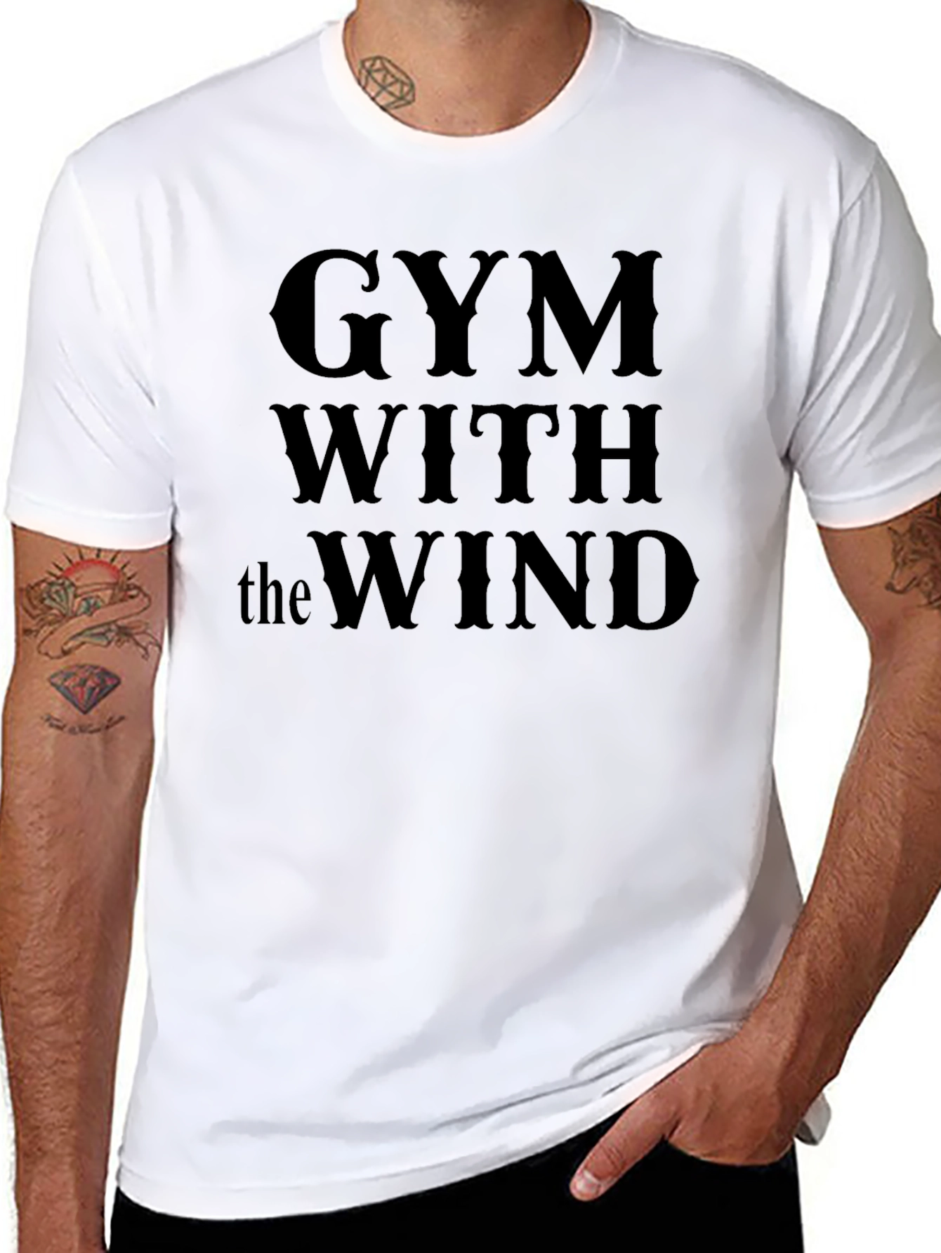 Gym With the Wind Black Graphic T-Shirt