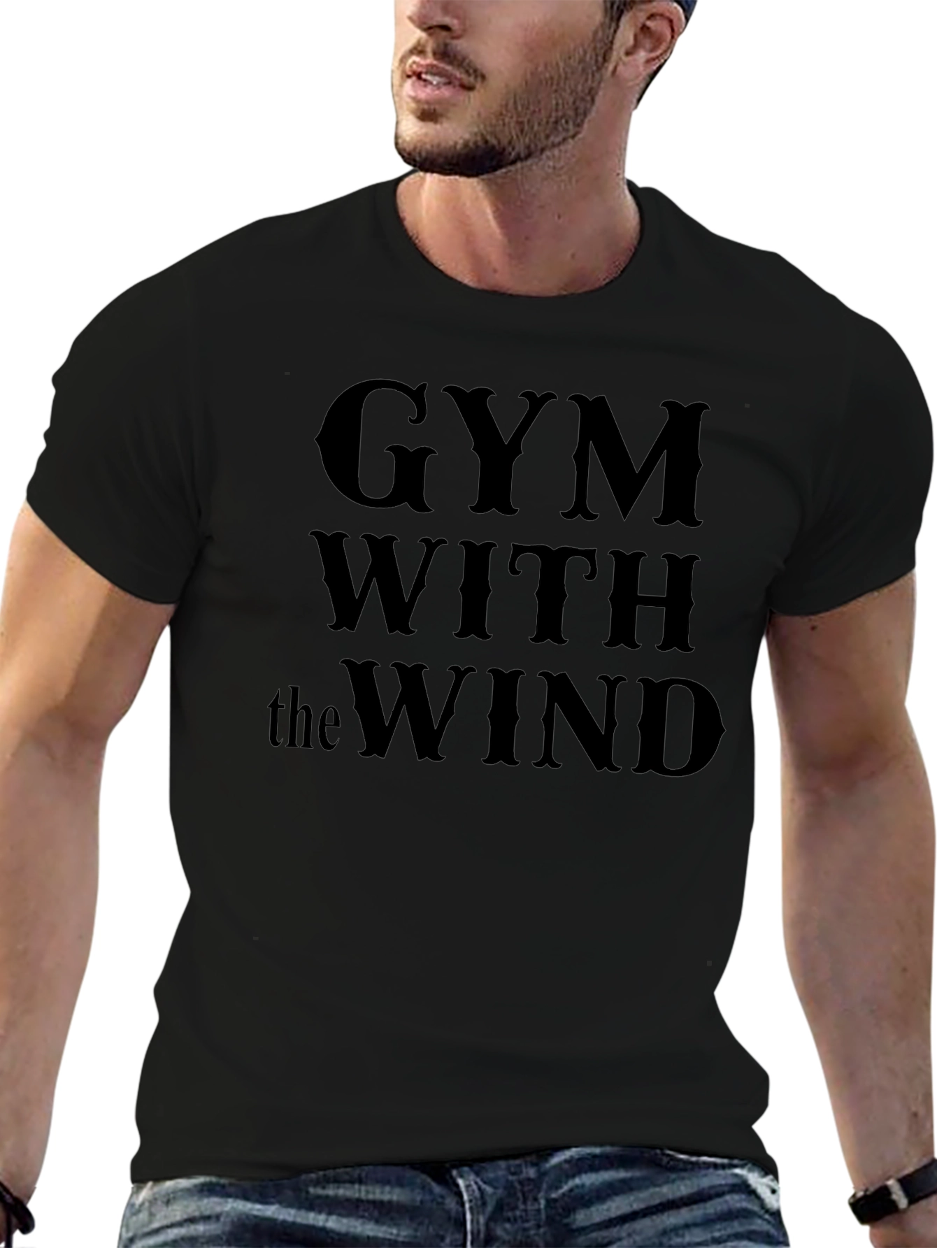 Gym With the Wind Black Graphic T-Shirt