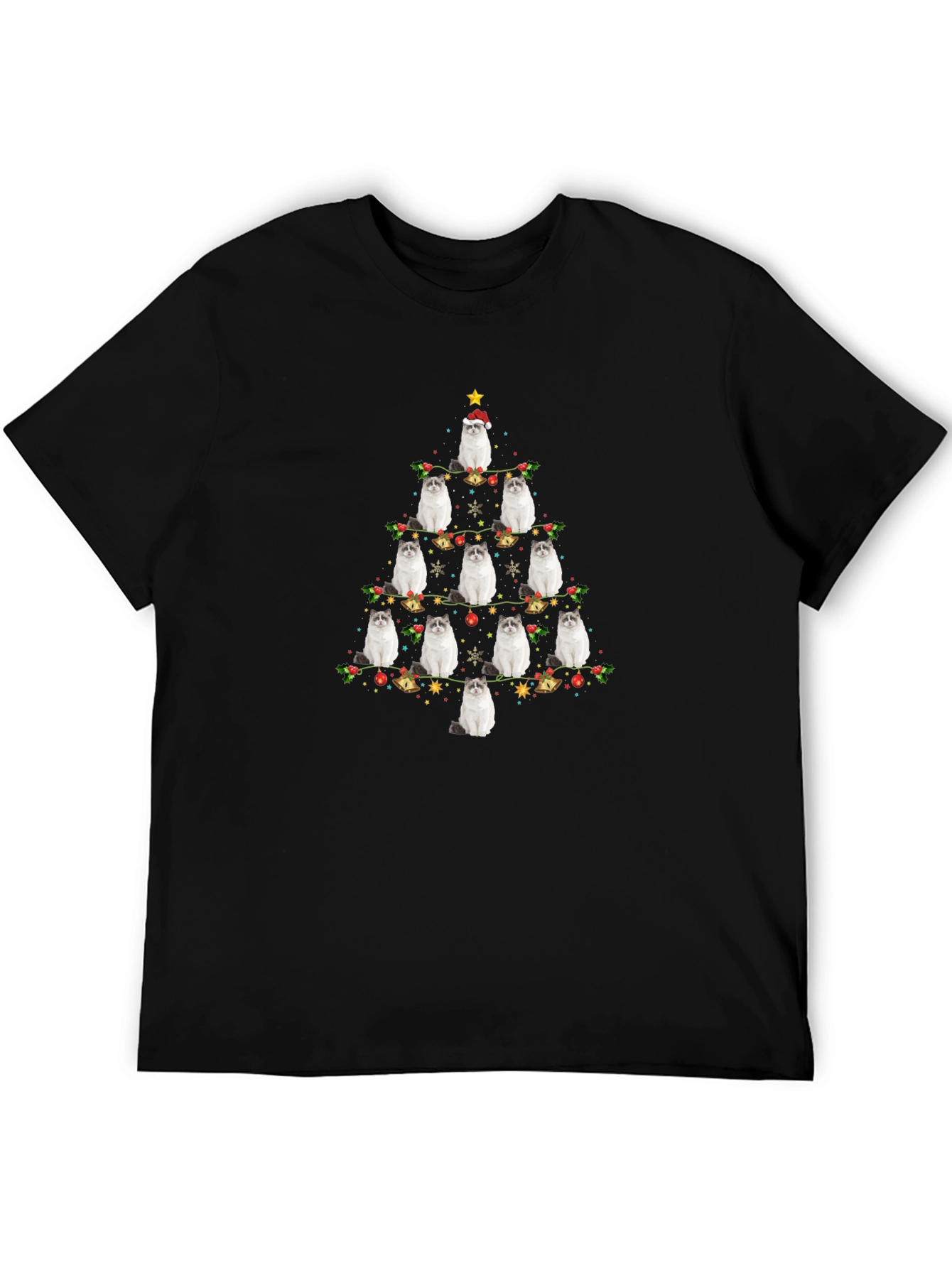 Festive Cat Christmas Tree Graphic Tee