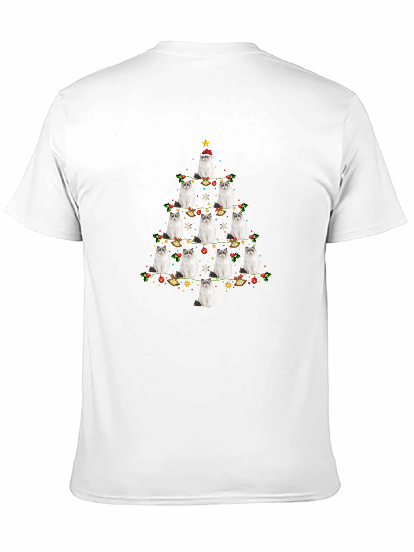 Festive Cat Christmas Tree Graphic Tee