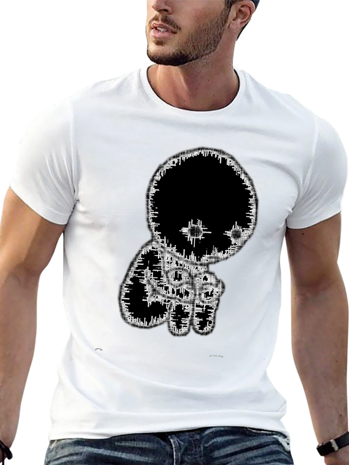 Abstract Graphic Print Black Tee