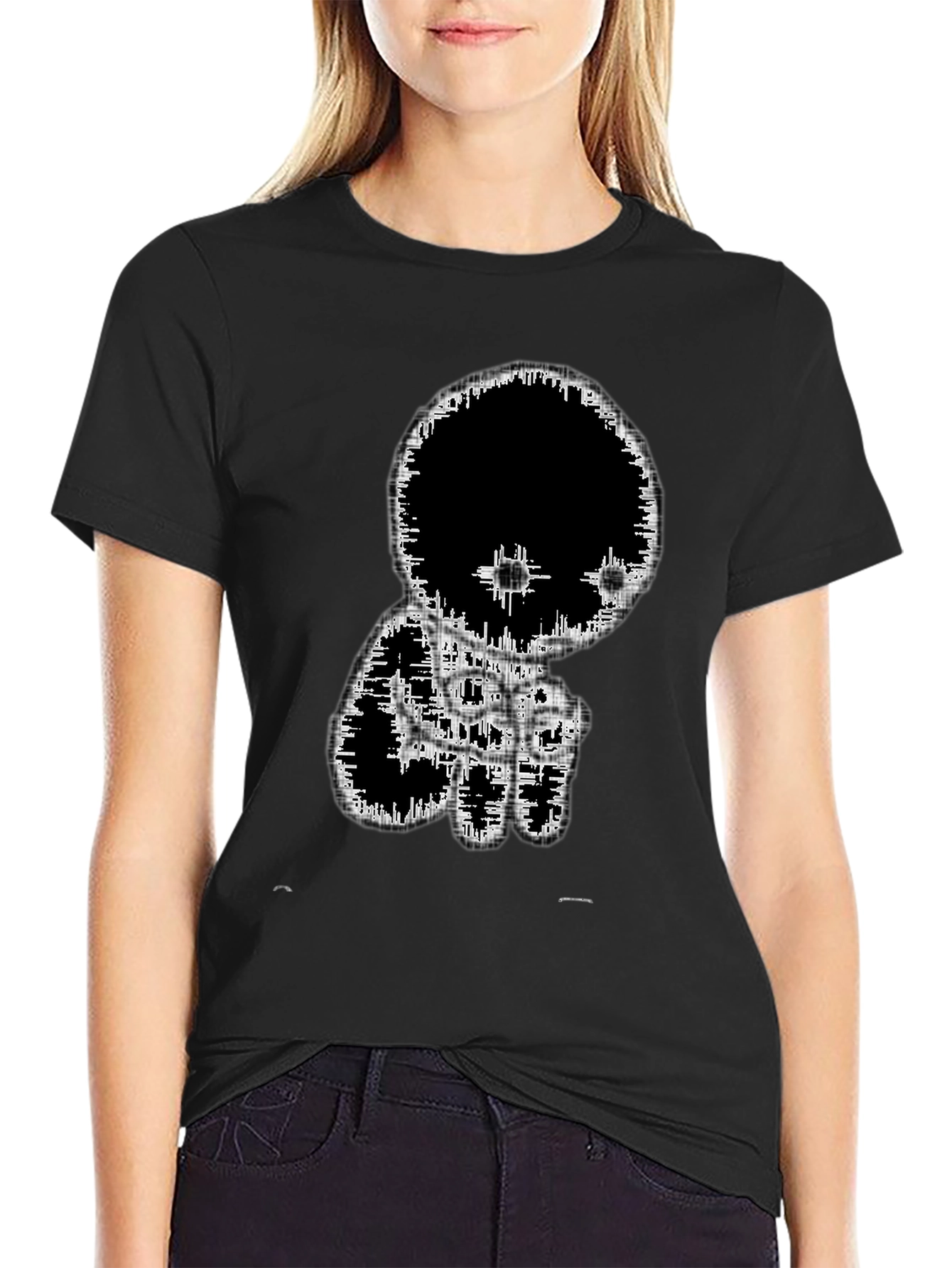 Abstract Graphic Print Black Tee