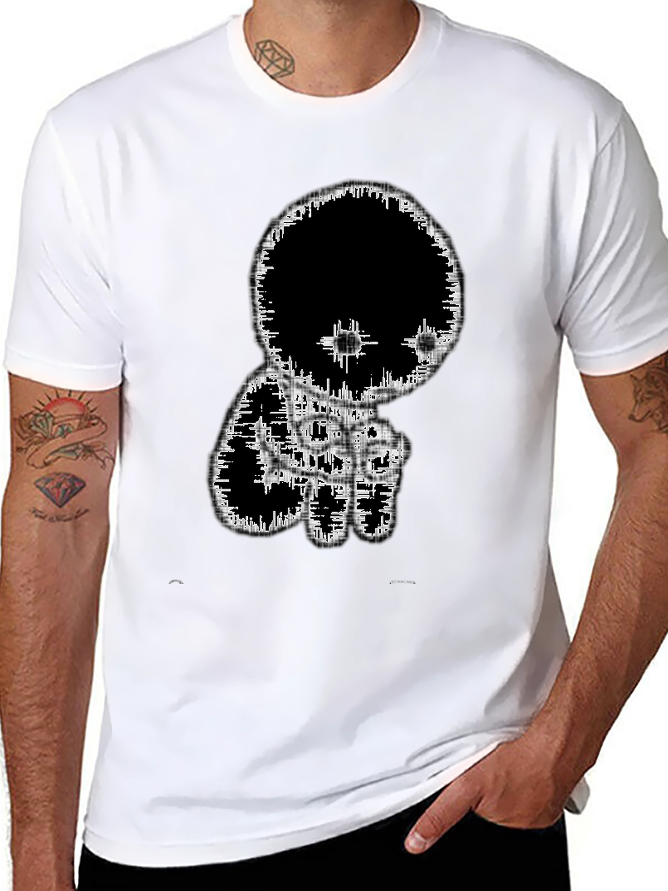 Abstract Graphic Print Black Tee