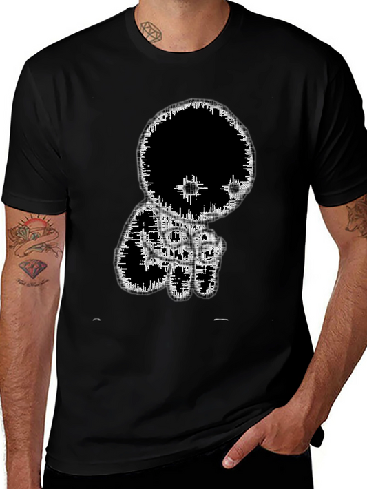 Abstract Graphic Print Black Tee