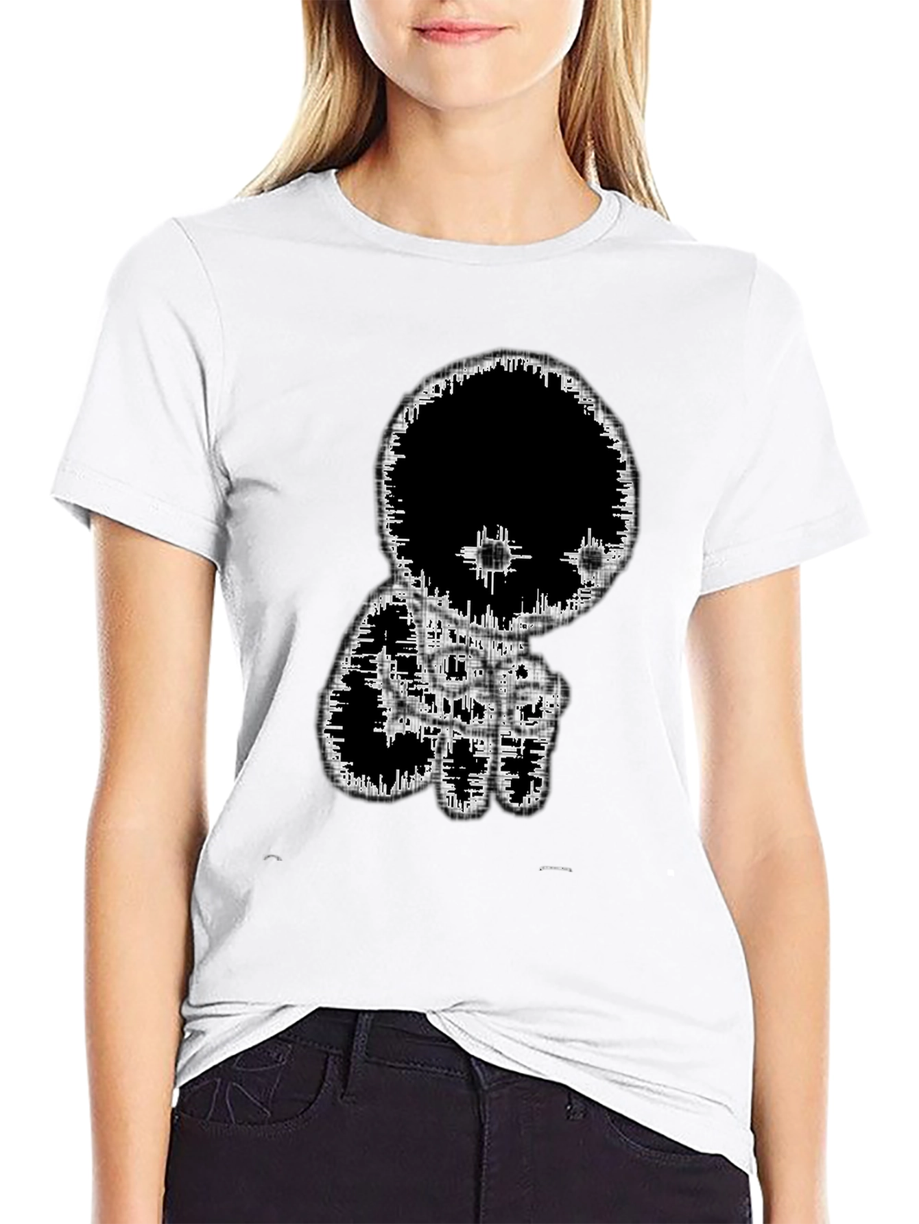 Abstract Graphic Print Black Tee