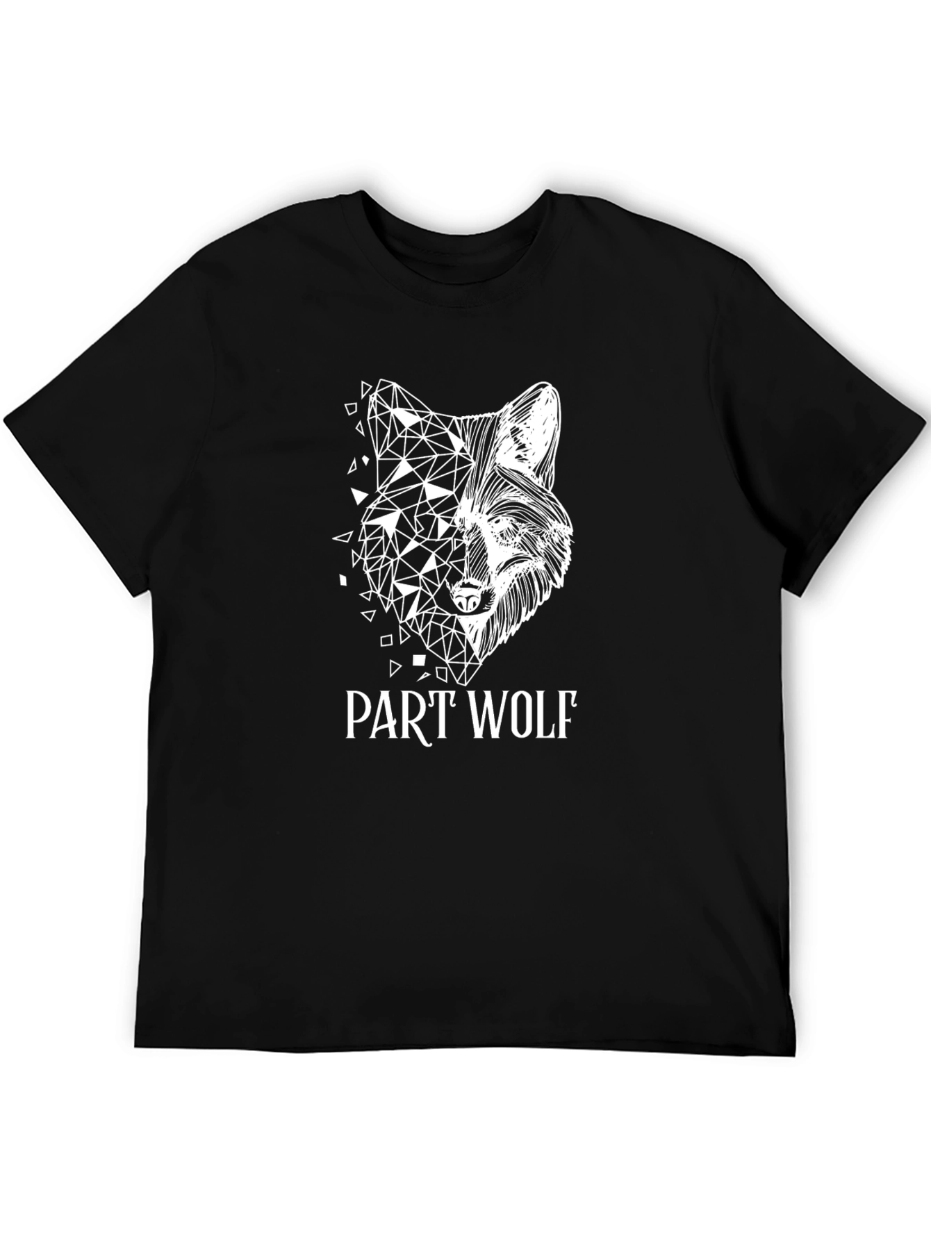 Part Wolf Graphic Tee - Black Cotton T-Shirt