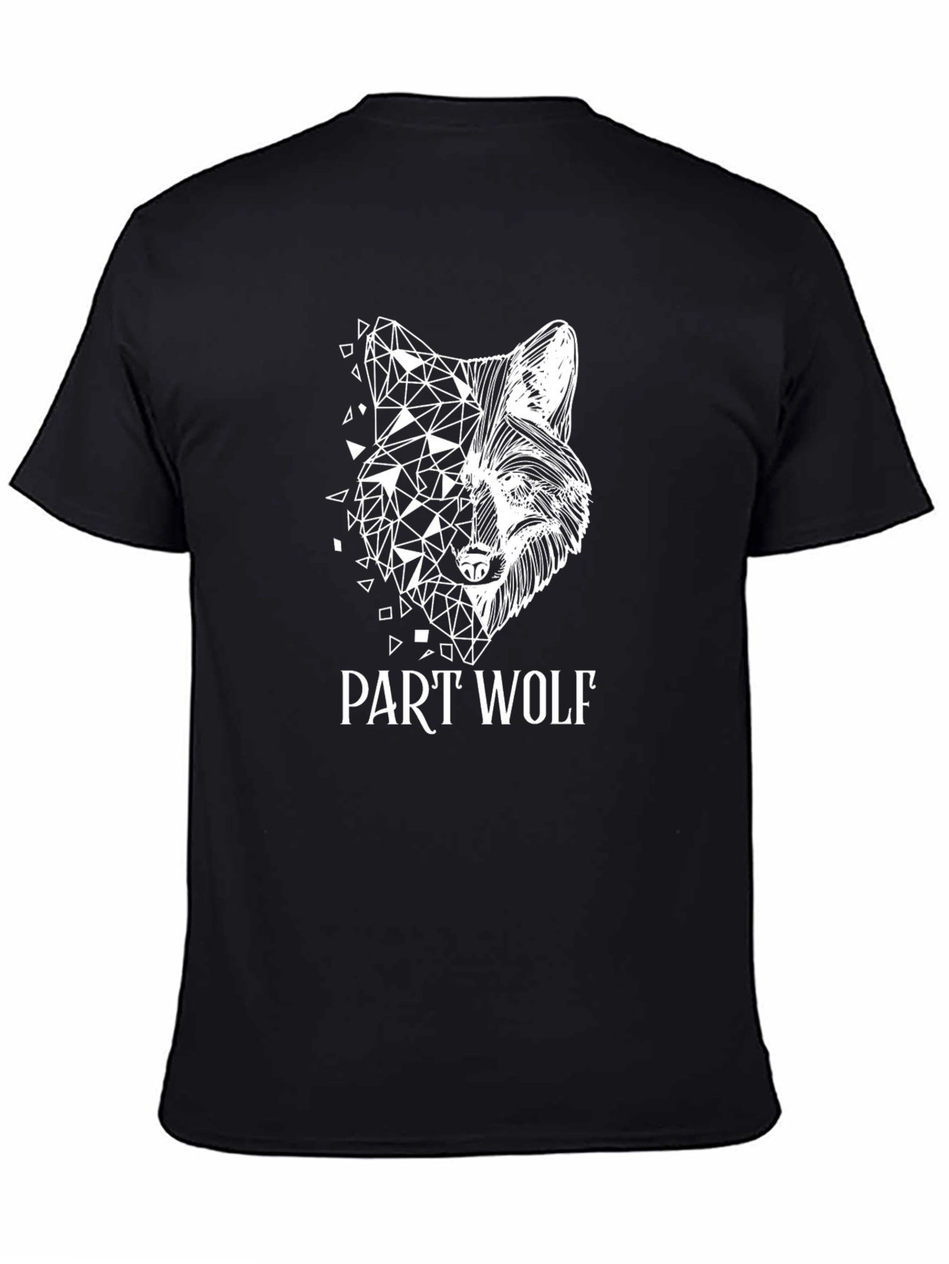 Part Wolf Graphic Tee - Black Cotton T-Shirt