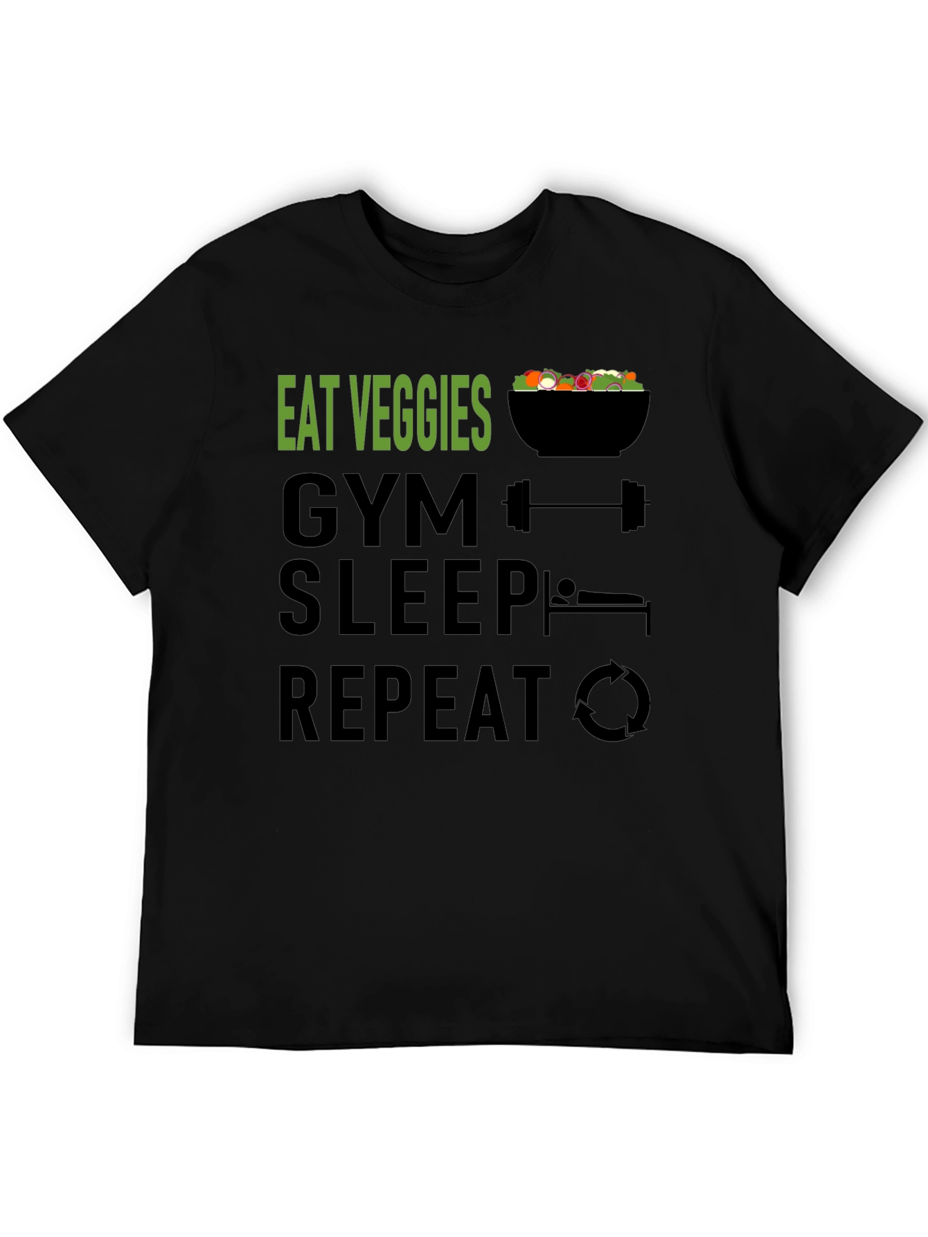 Eat Veggies Gym Sleep Repeat Funny Workout Shirt