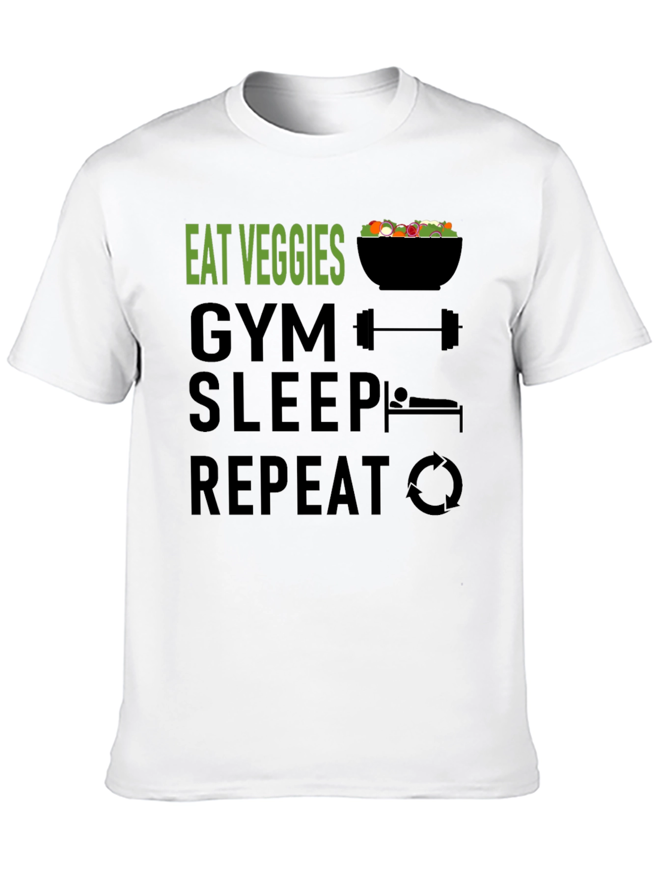 Eat Veggies Gym Sleep Repeat Funny Workout Shirt