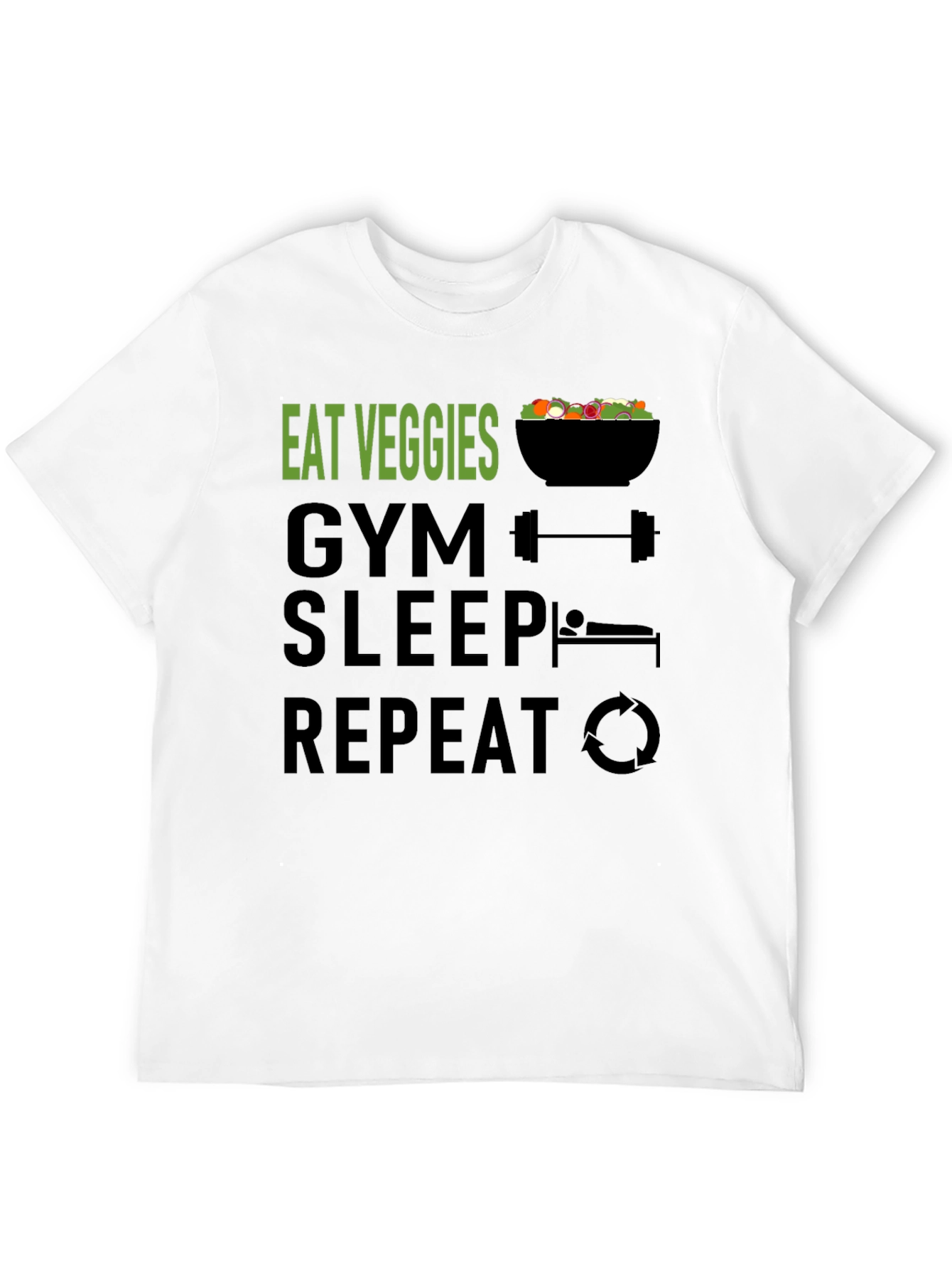 Eat Veggies Gym Sleep Repeat Funny Workout Shirt
