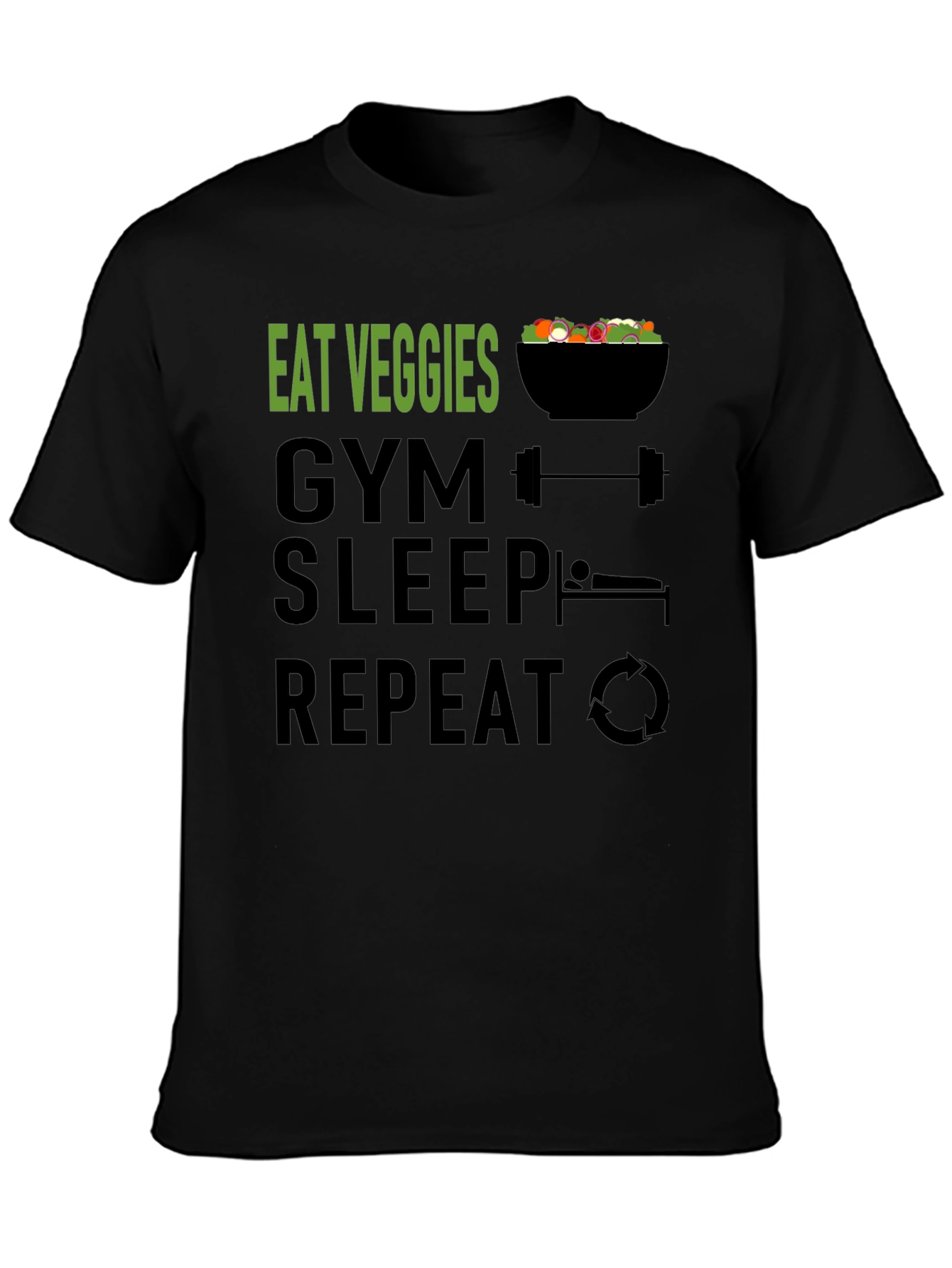 Eat Veggies Gym Sleep Repeat Funny Workout Shirt