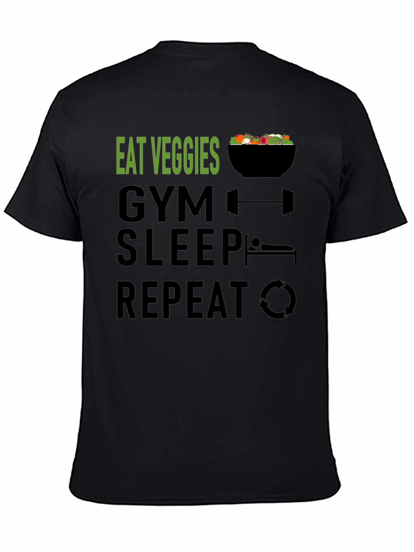 Eat Veggies Gym Sleep Repeat Funny Workout Shirt
