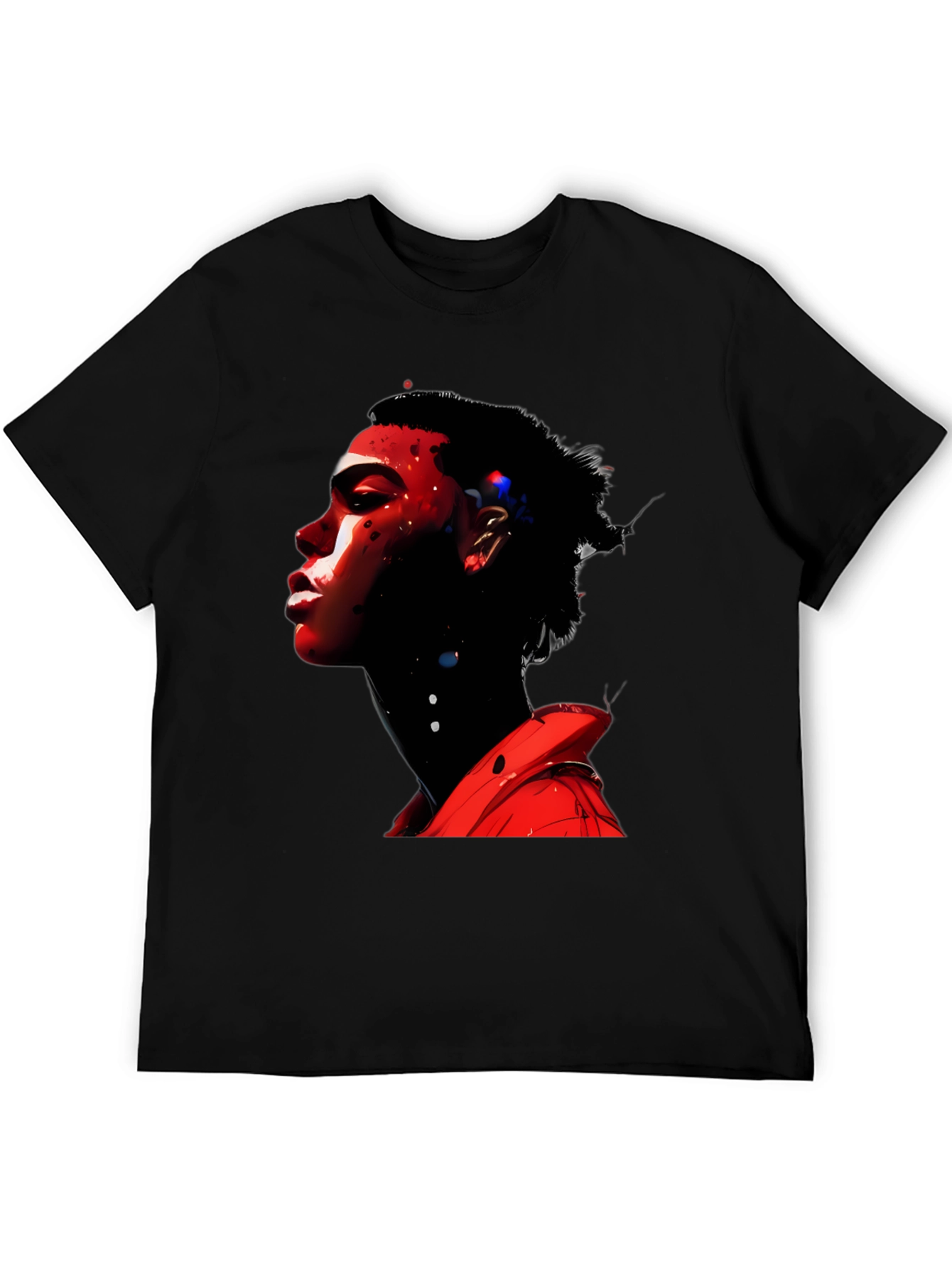 Abstract Red Portrait Black T-Shirt