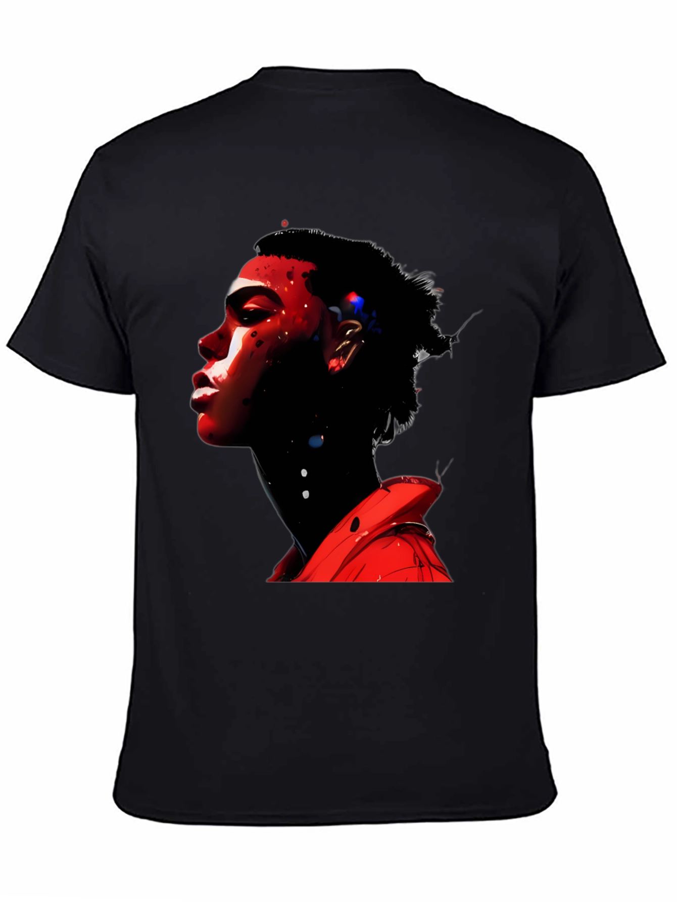 Abstract Red Portrait Black T-Shirt