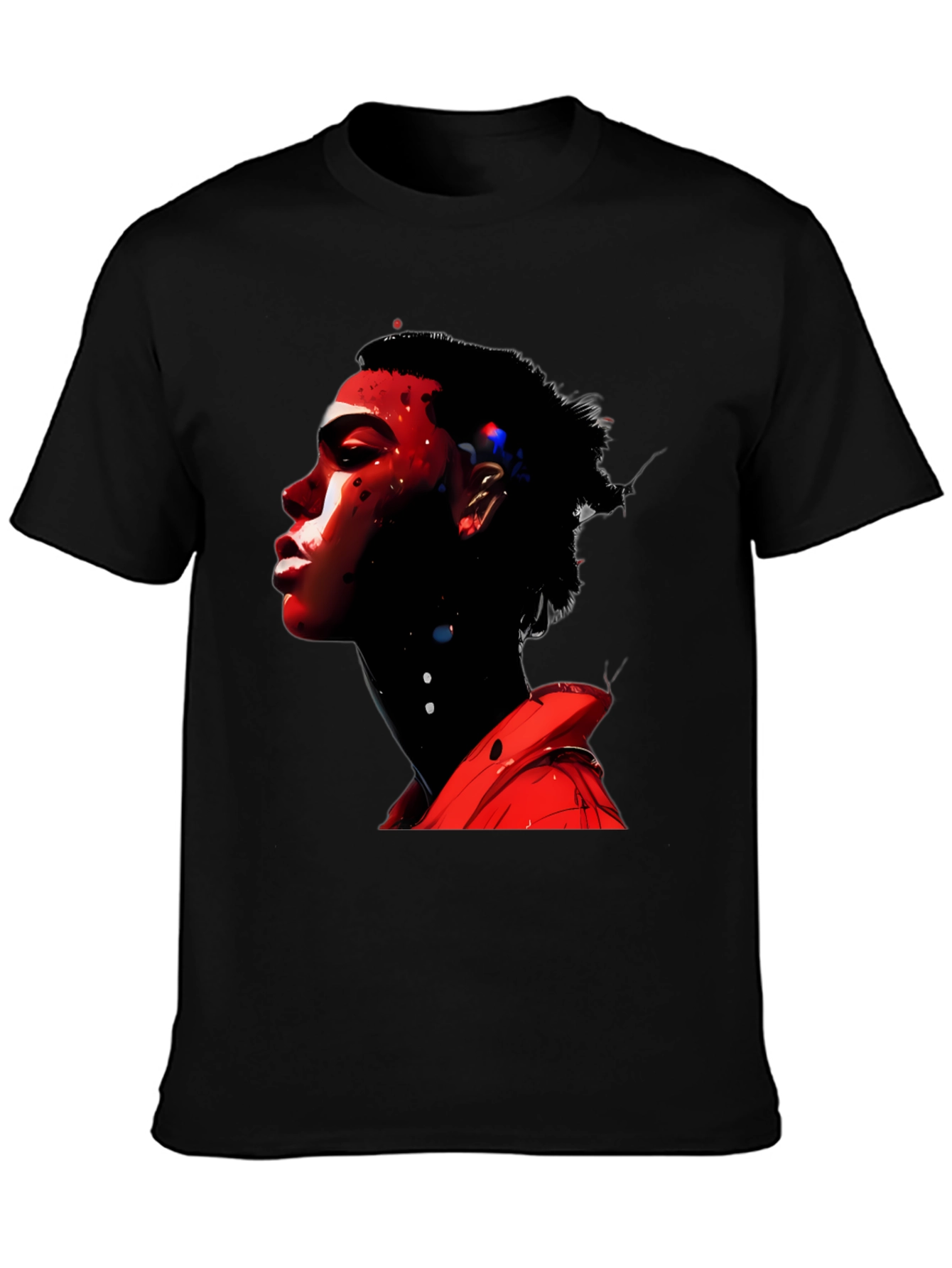 Abstract Red Portrait Black T-Shirt
