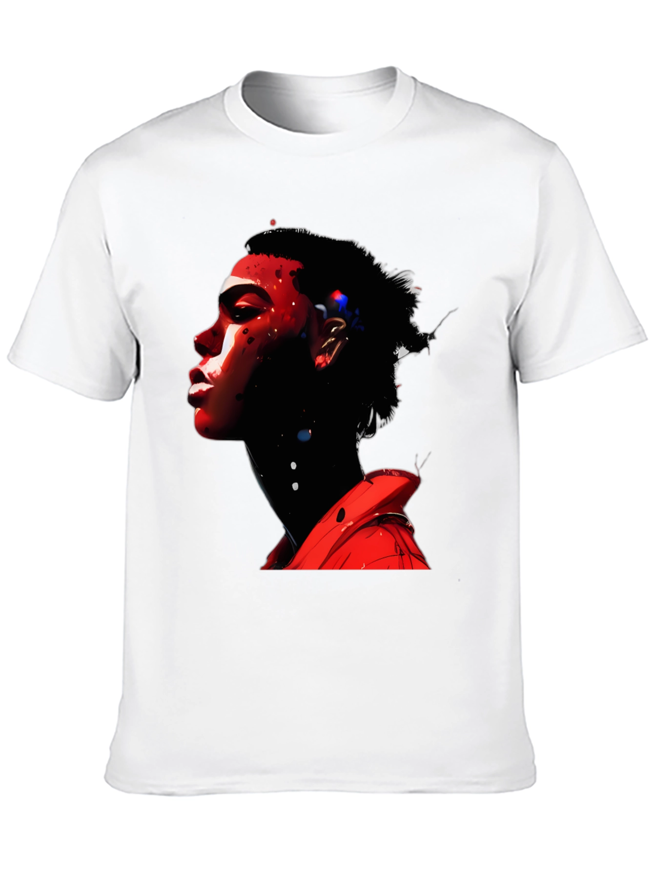 Abstract Red Portrait Black T-Shirt