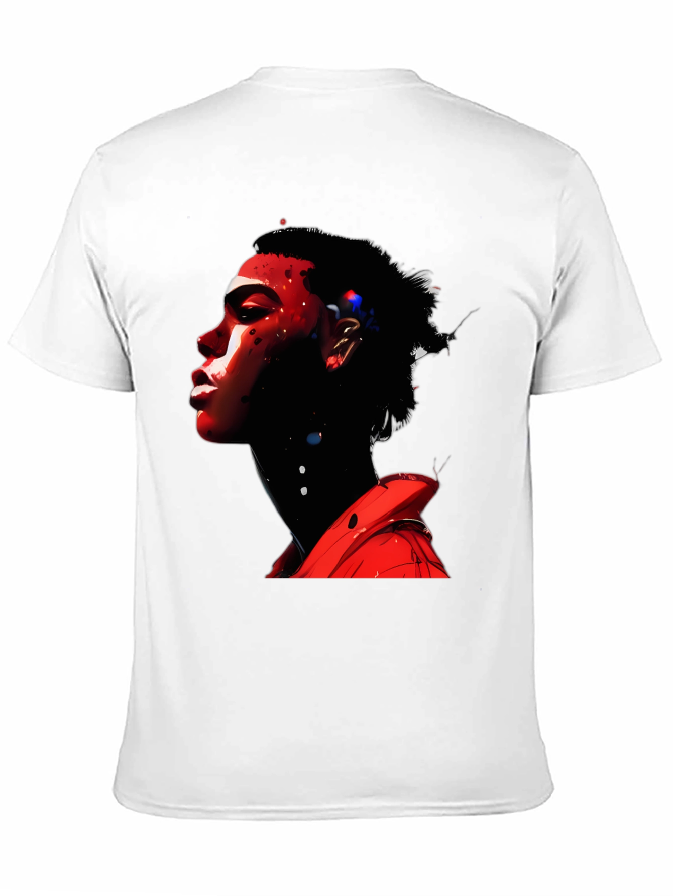 Abstract Red Portrait Black T-Shirt