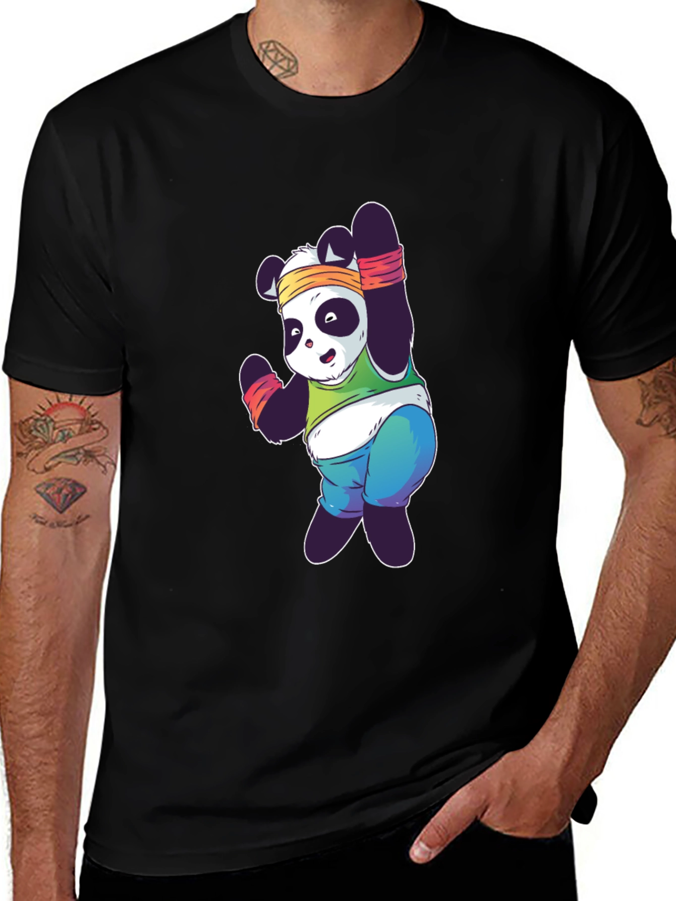 Funny Panda Workout T-Shirt - Black