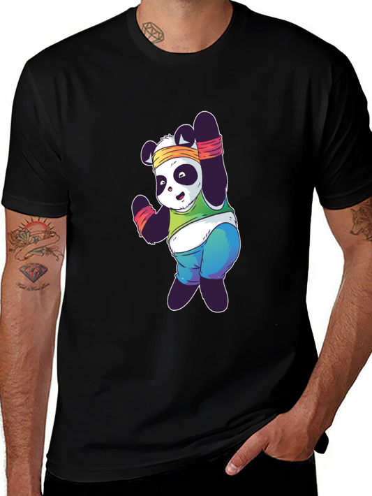 Funny Panda Workout T-Shirt - Black