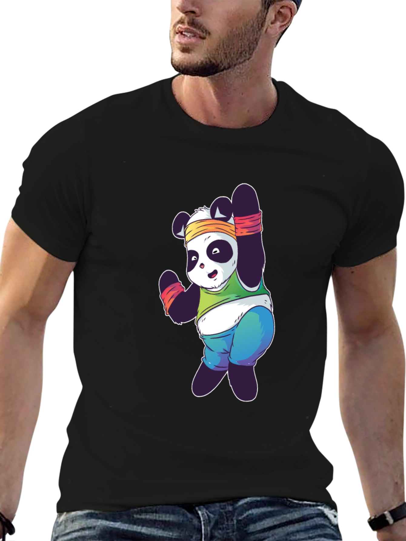 Funny Panda Workout T-Shirt - Black