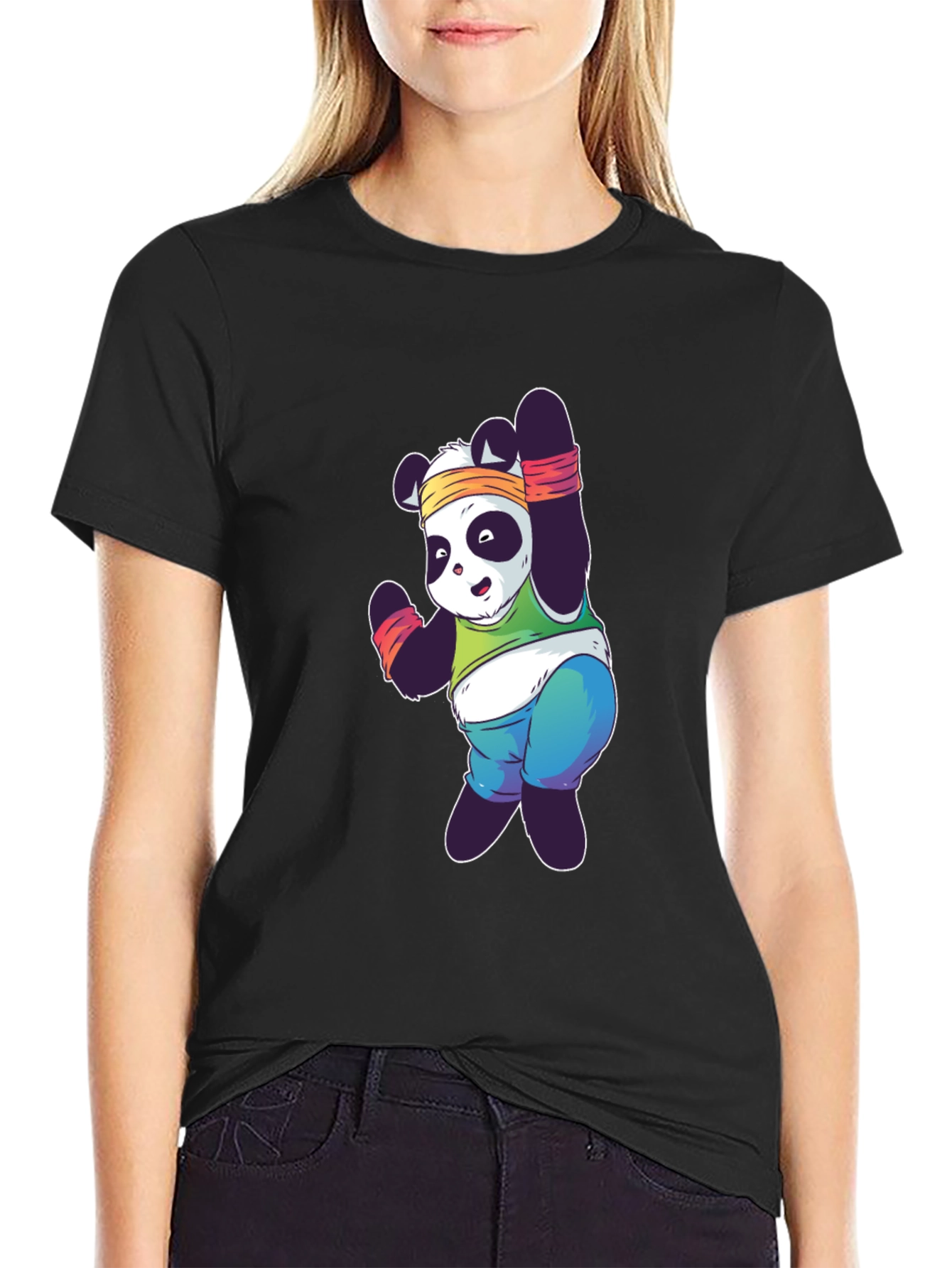 Funny Panda Workout T-Shirt - Black