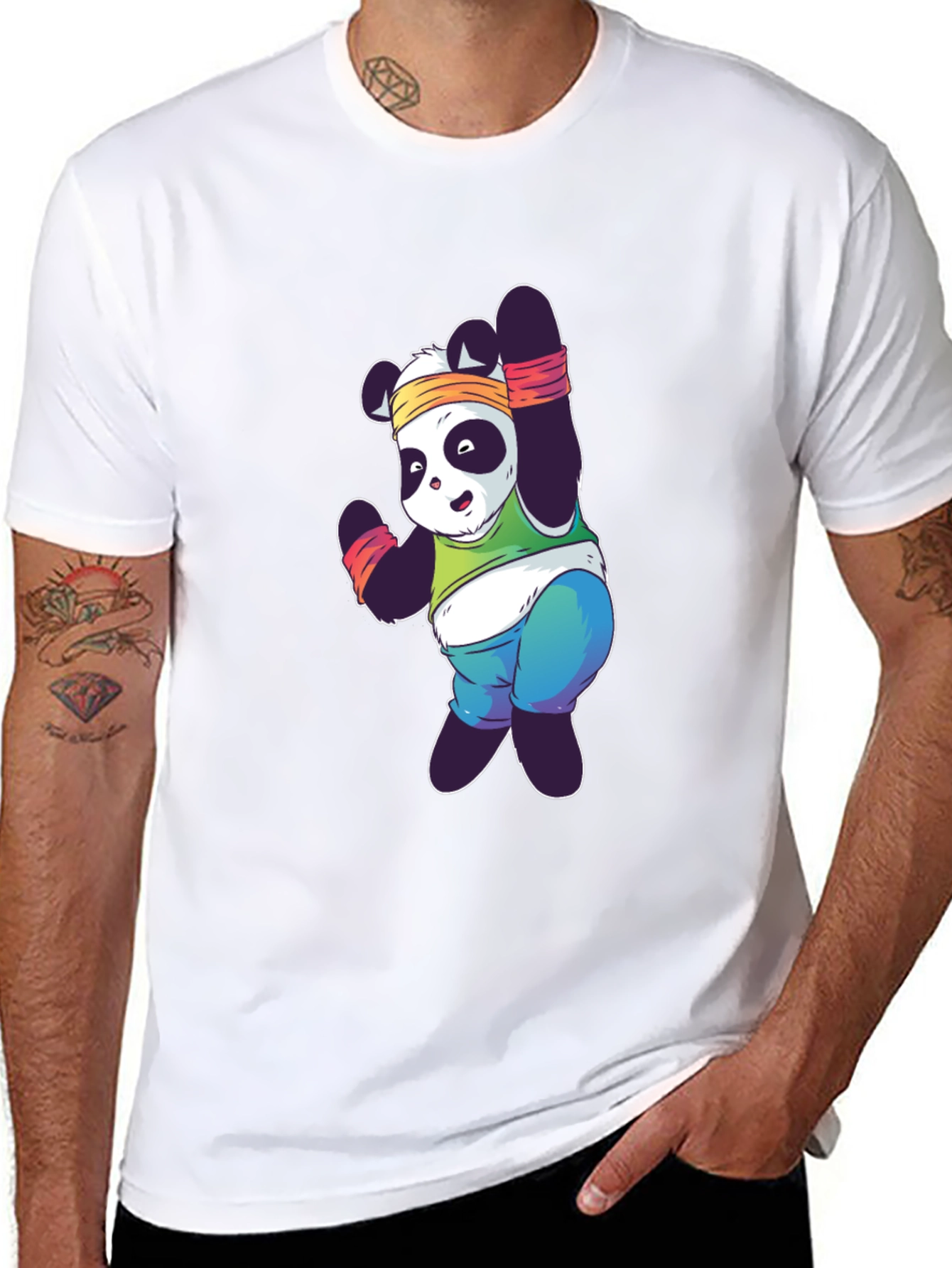 Funny Panda Workout T-Shirt - Black