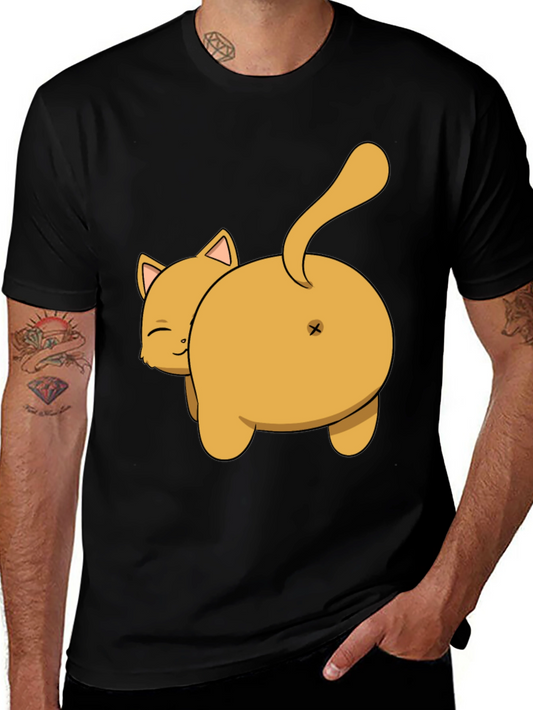 Funny Cat Butt T-Shirt - Black Cotton Tee