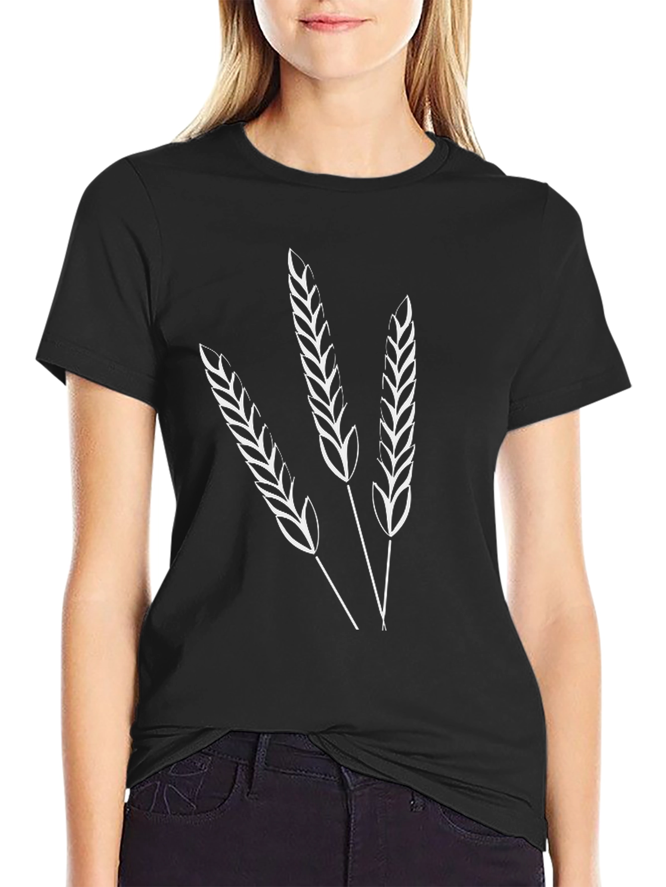 Wheat Stalk Graphic Black T-Shirt