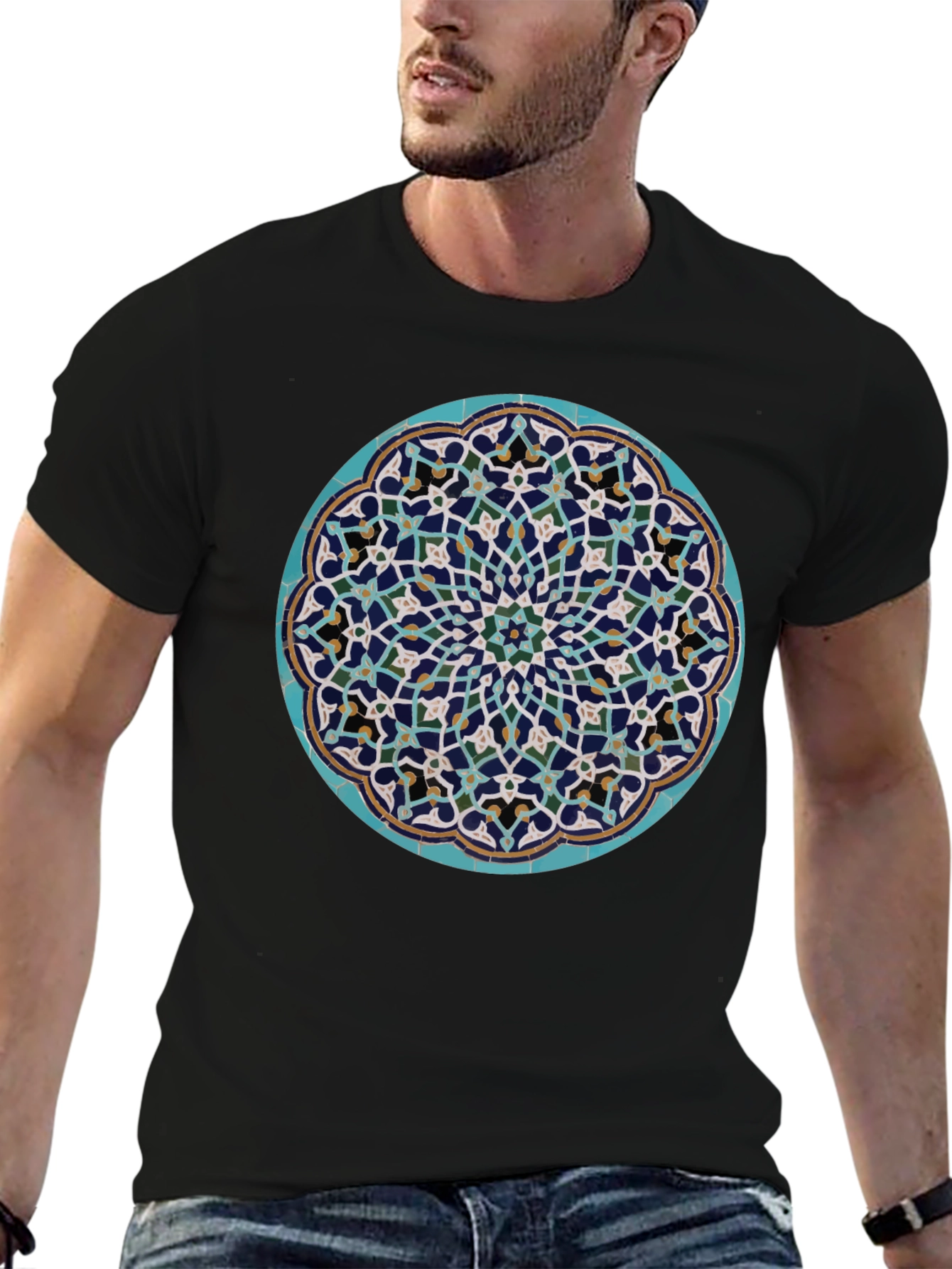 Mosaic Mandala Print T-Shirt - Artistic Graphic Tee