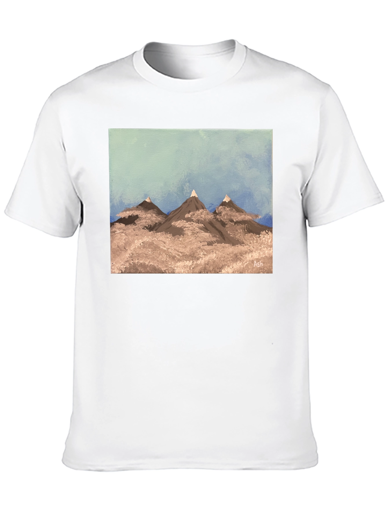Painted Mountain Scene Graphic Tee - Black