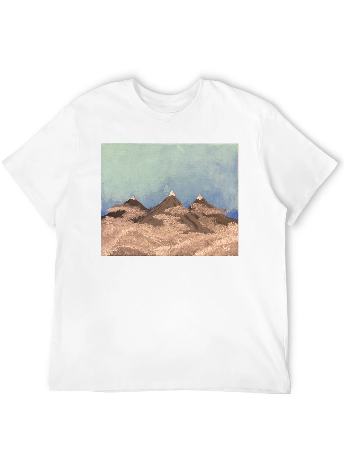 Painted Mountain Scene Graphic Tee - Black