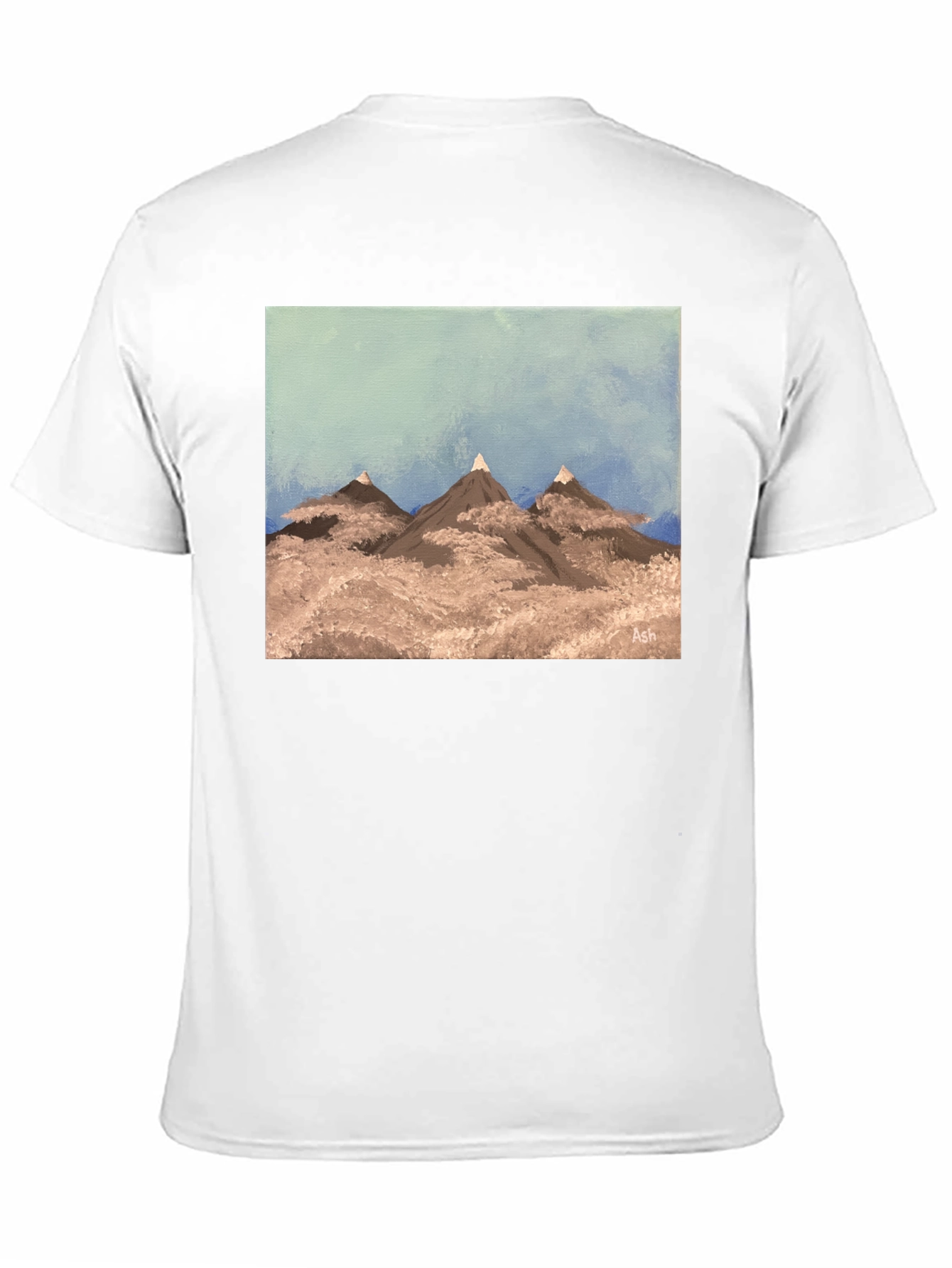Painted Mountain Scene Graphic Tee - Black