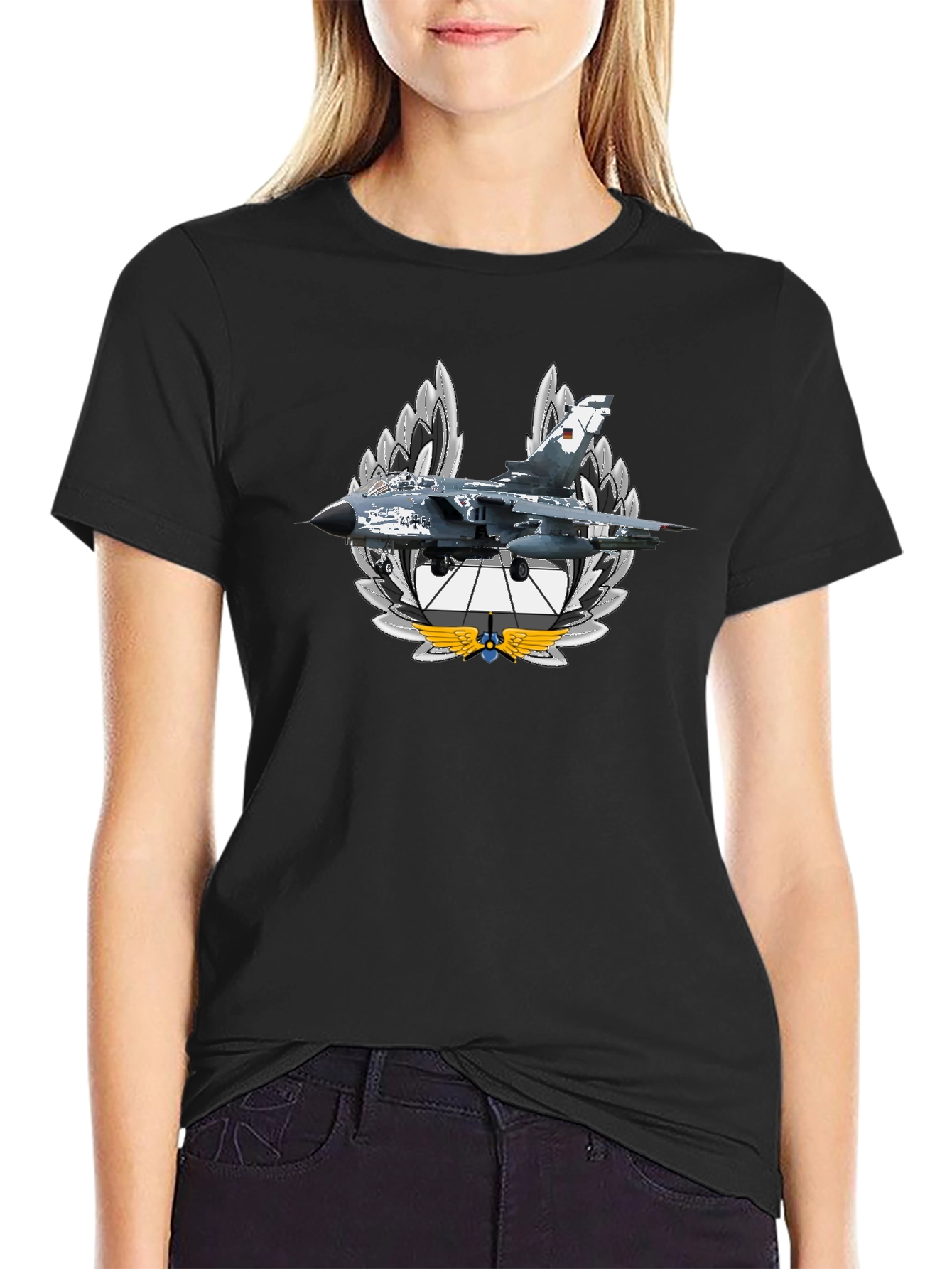 Jet Fighter Graphic T-Shirt - Black