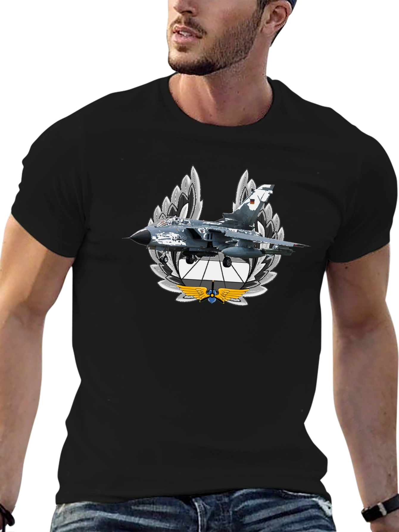 Jet Fighter Graphic T-Shirt - Black