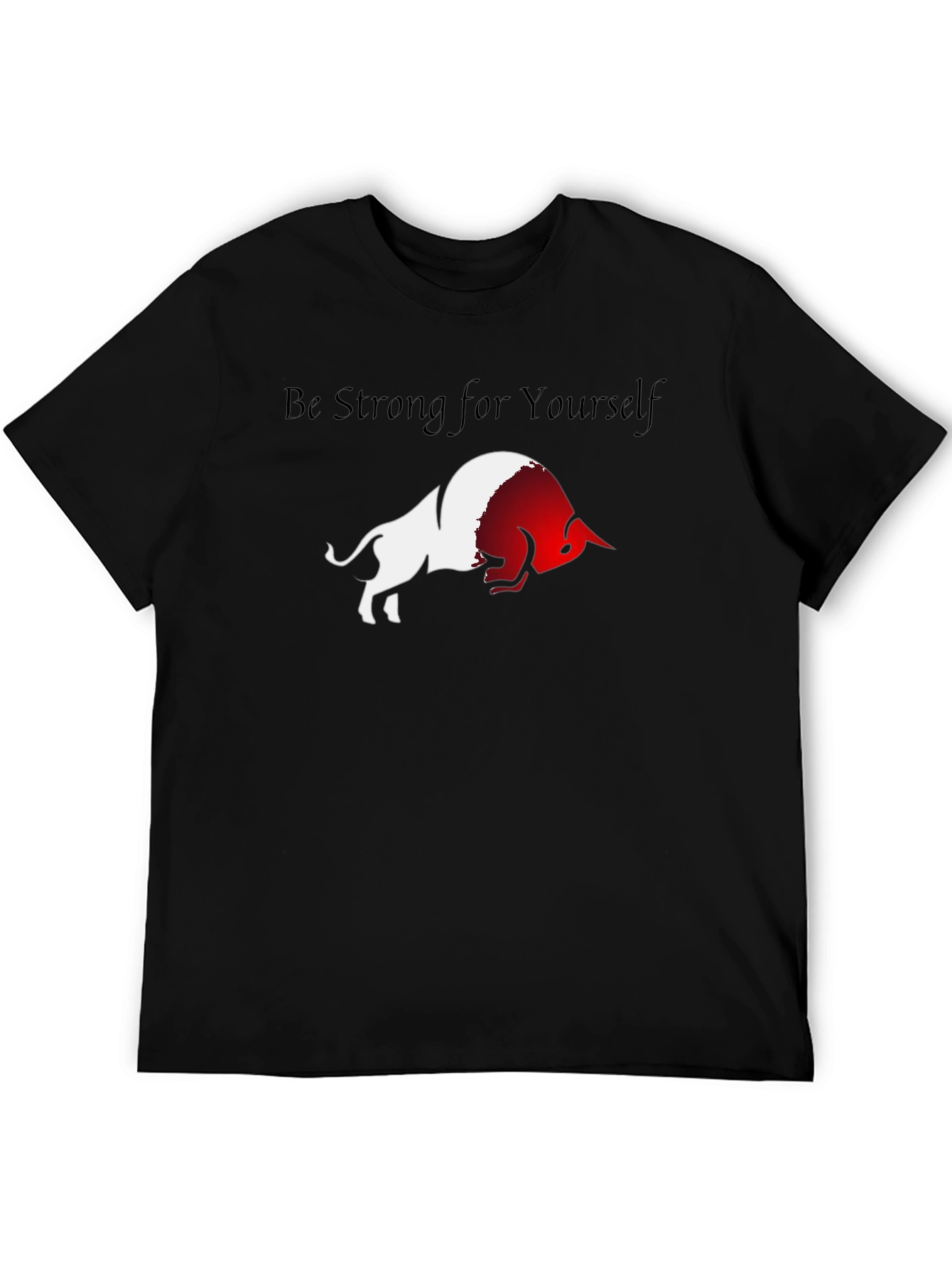 Be Strong Bull Graphic Black T-Shirt