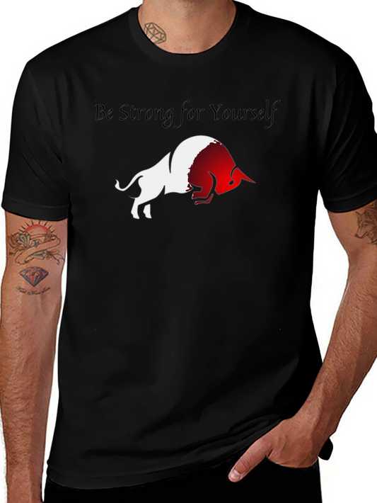 Be Strong Bull Graphic Black T-Shirt