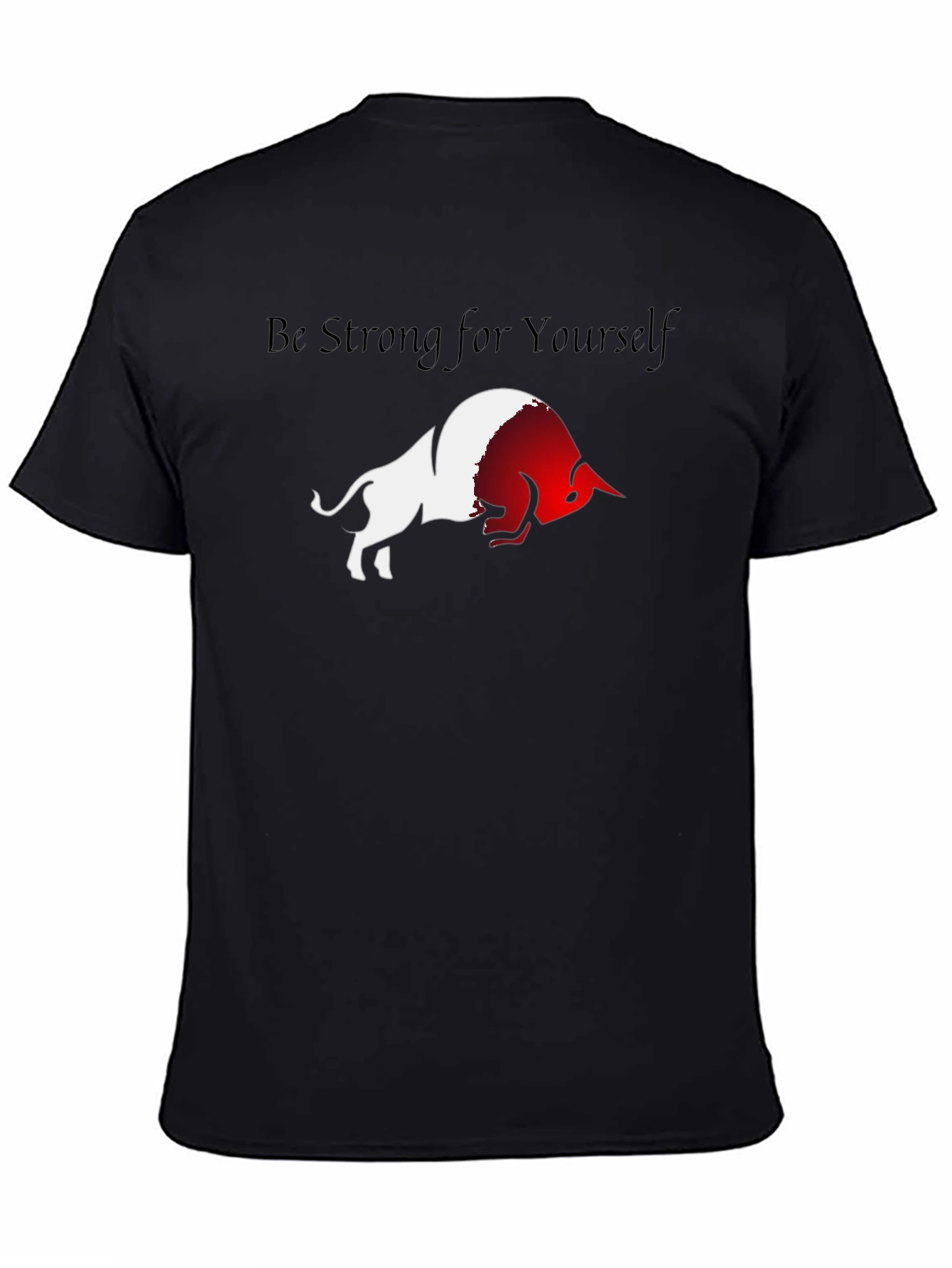 Be Strong Bull Graphic Black T-Shirt
