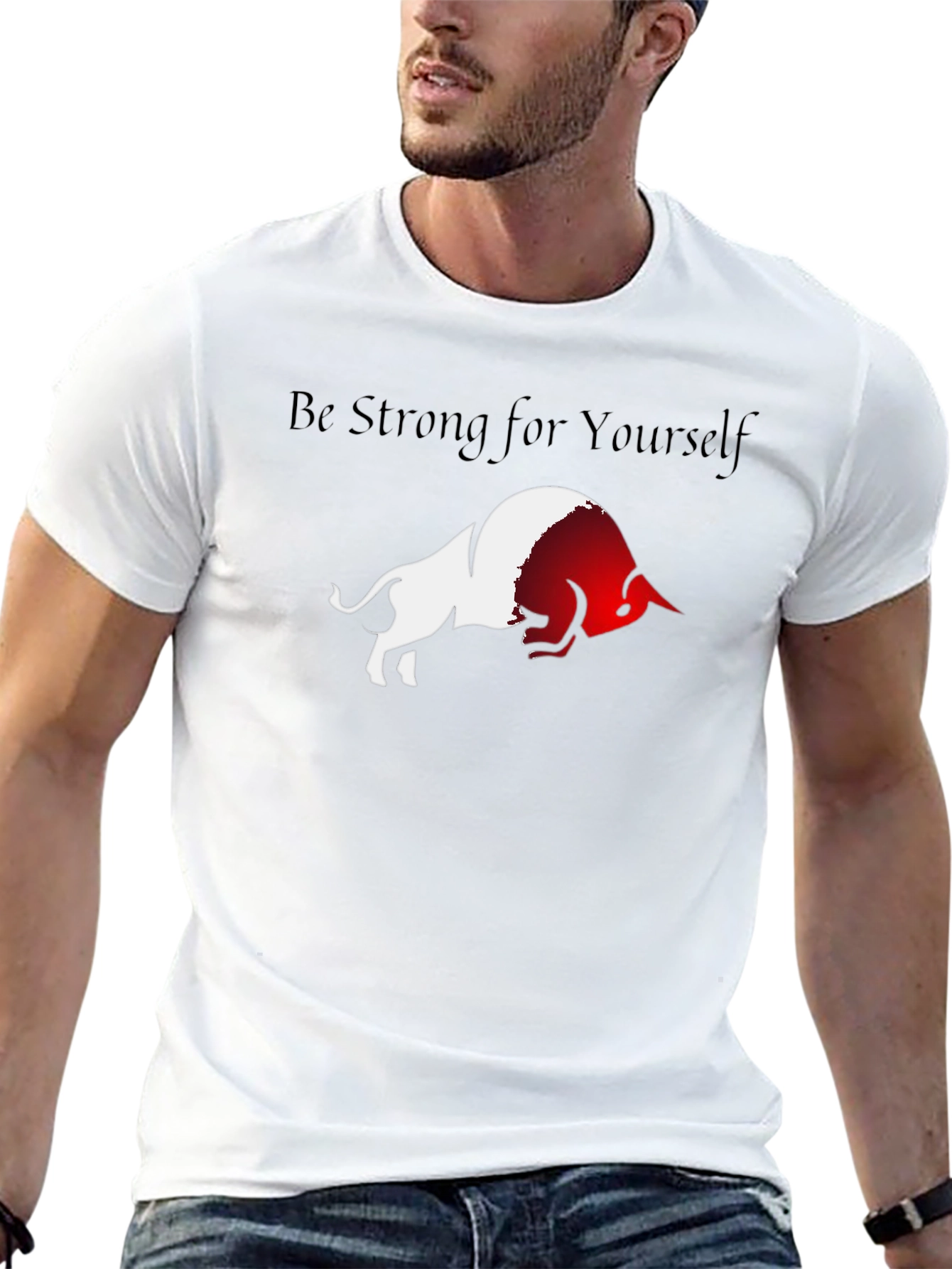 Be Strong Bull Graphic Black T-Shirt