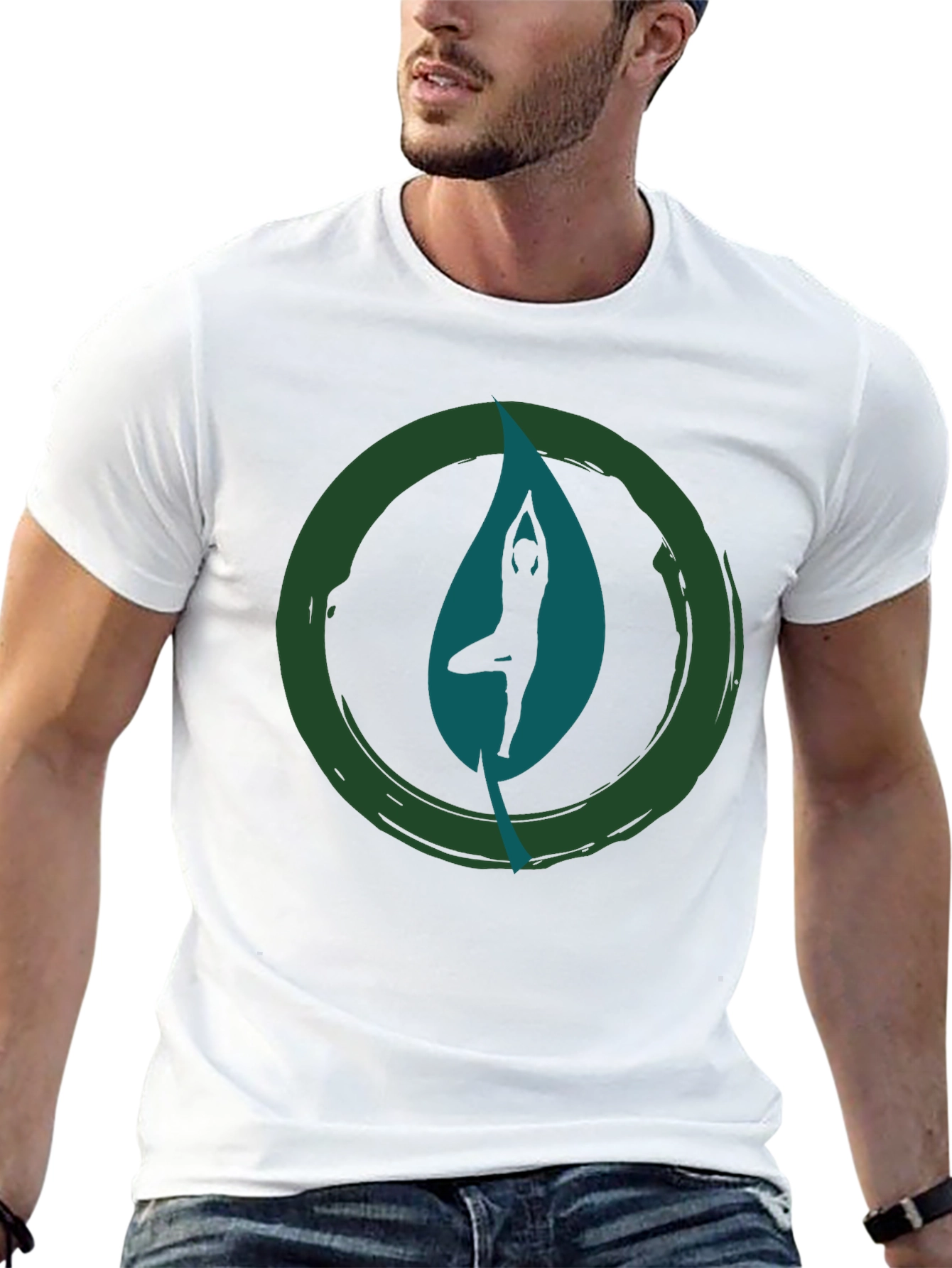 Yoga Leaf Graphic Tee - Zen Style Cotton T-Shirt