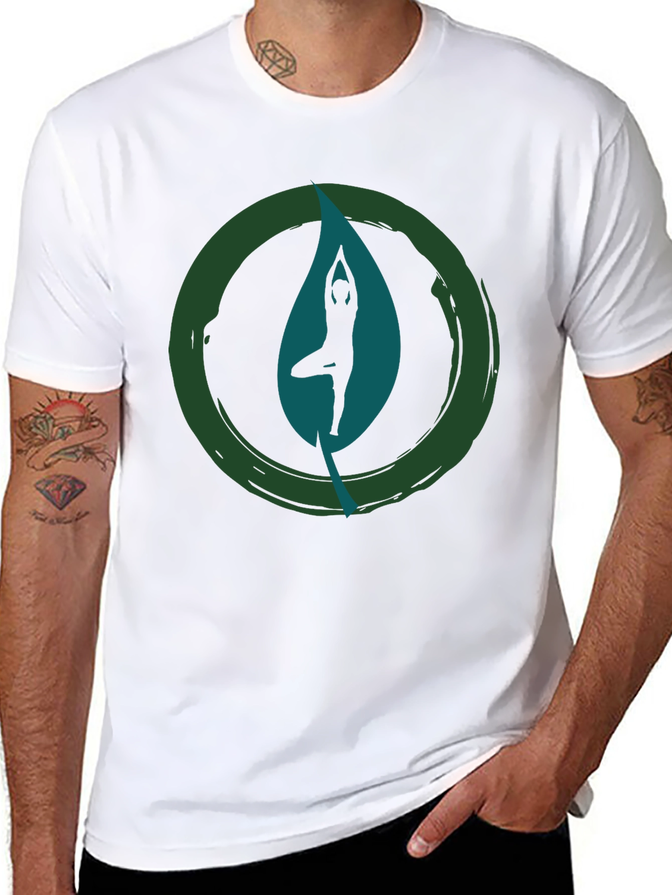 Yoga Leaf Graphic Tee - Zen Style Cotton T-Shirt