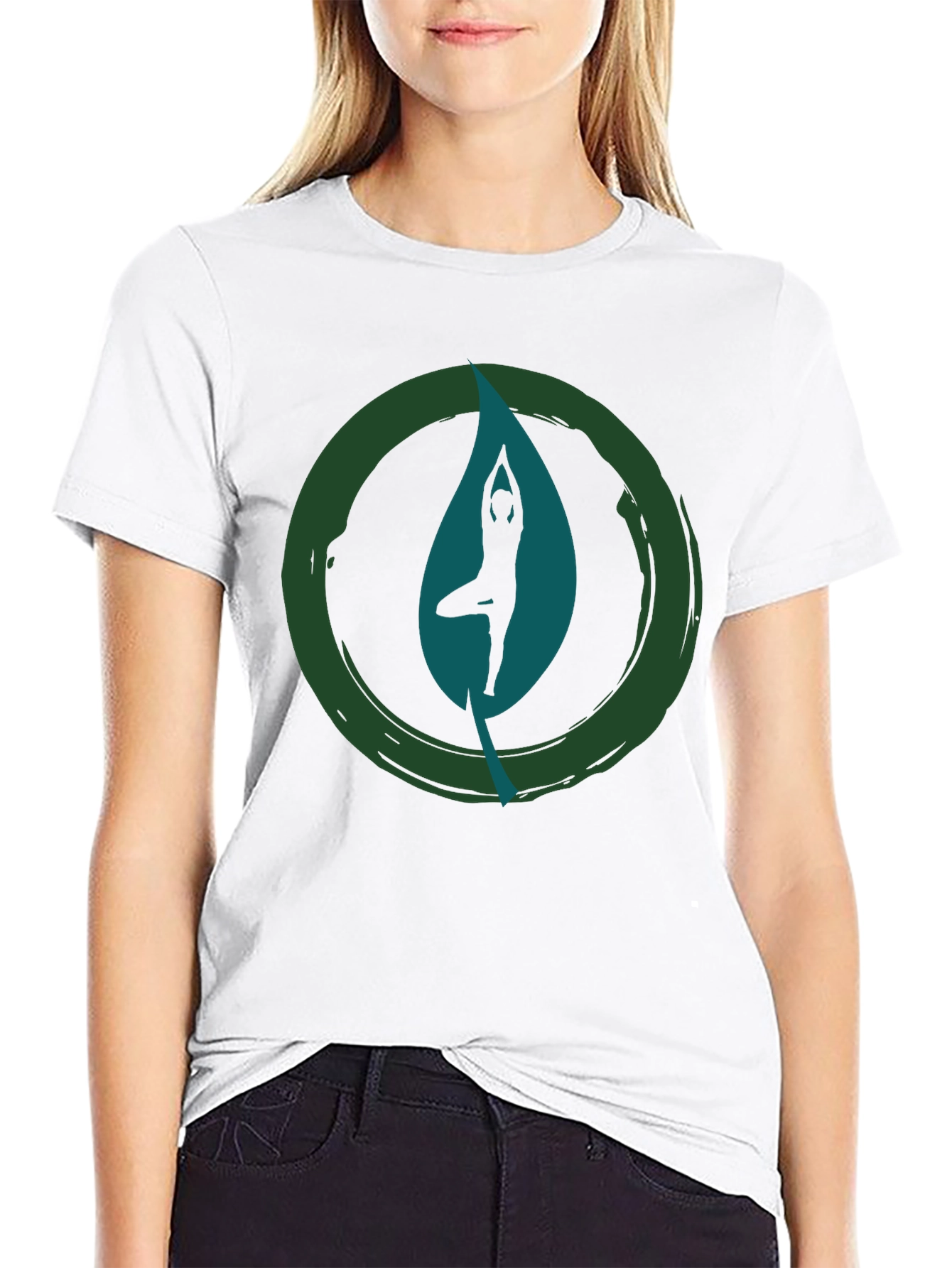 Yoga Leaf Graphic Tee - Zen Style Cotton T-Shirt