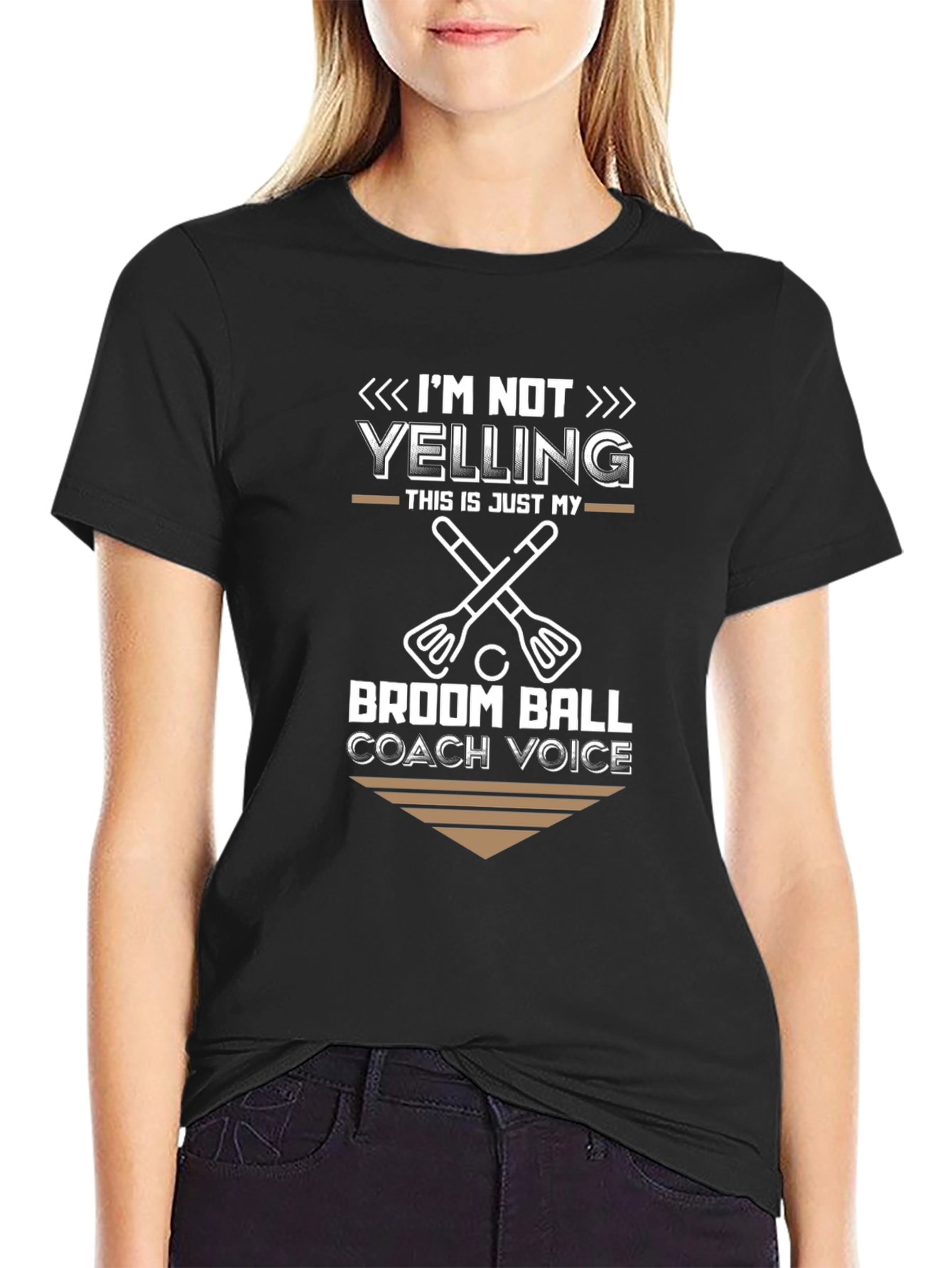 Broom Ball Coach T-Shirt - Im Not Yelling