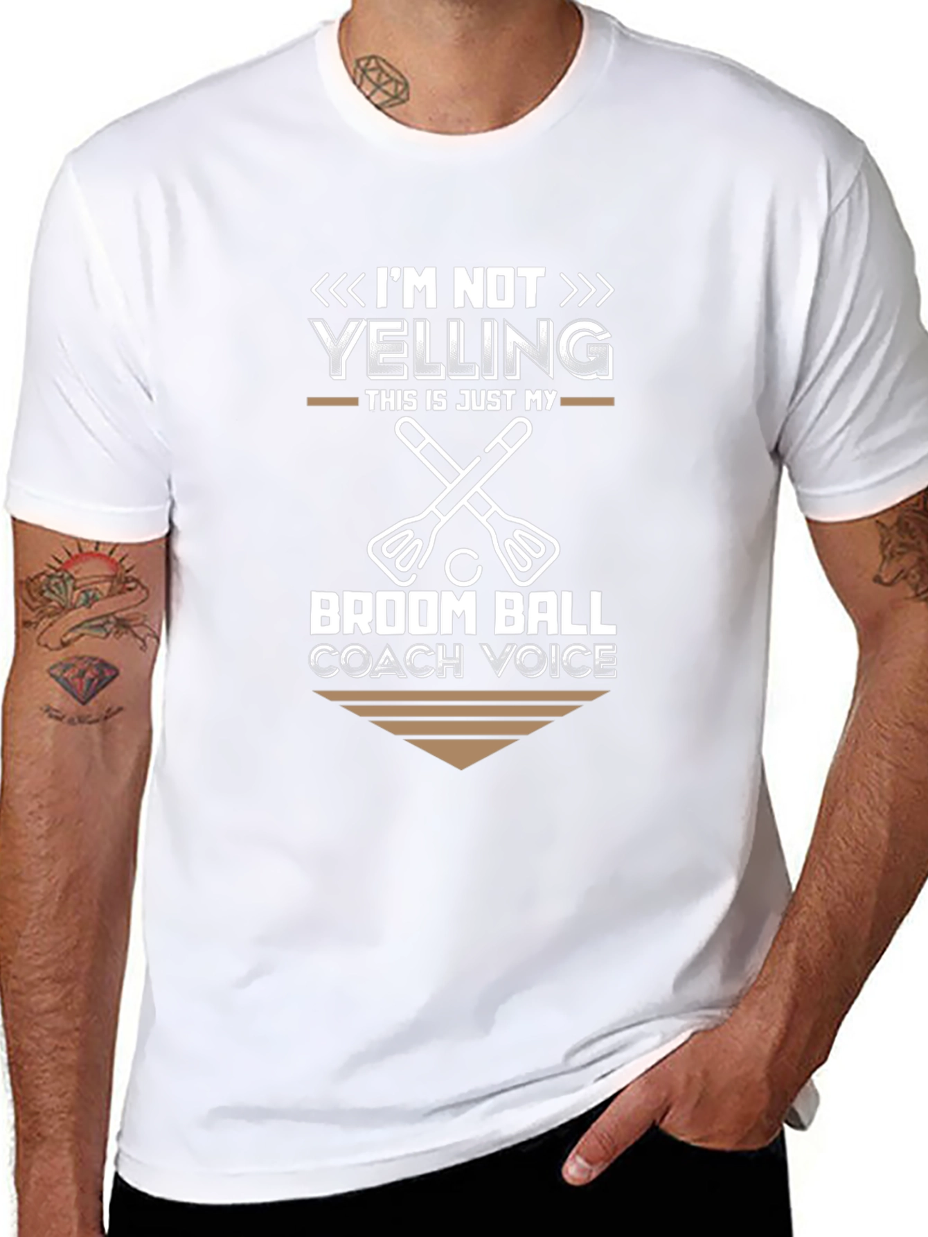 Broom Ball Coach T-Shirt - Im Not Yelling