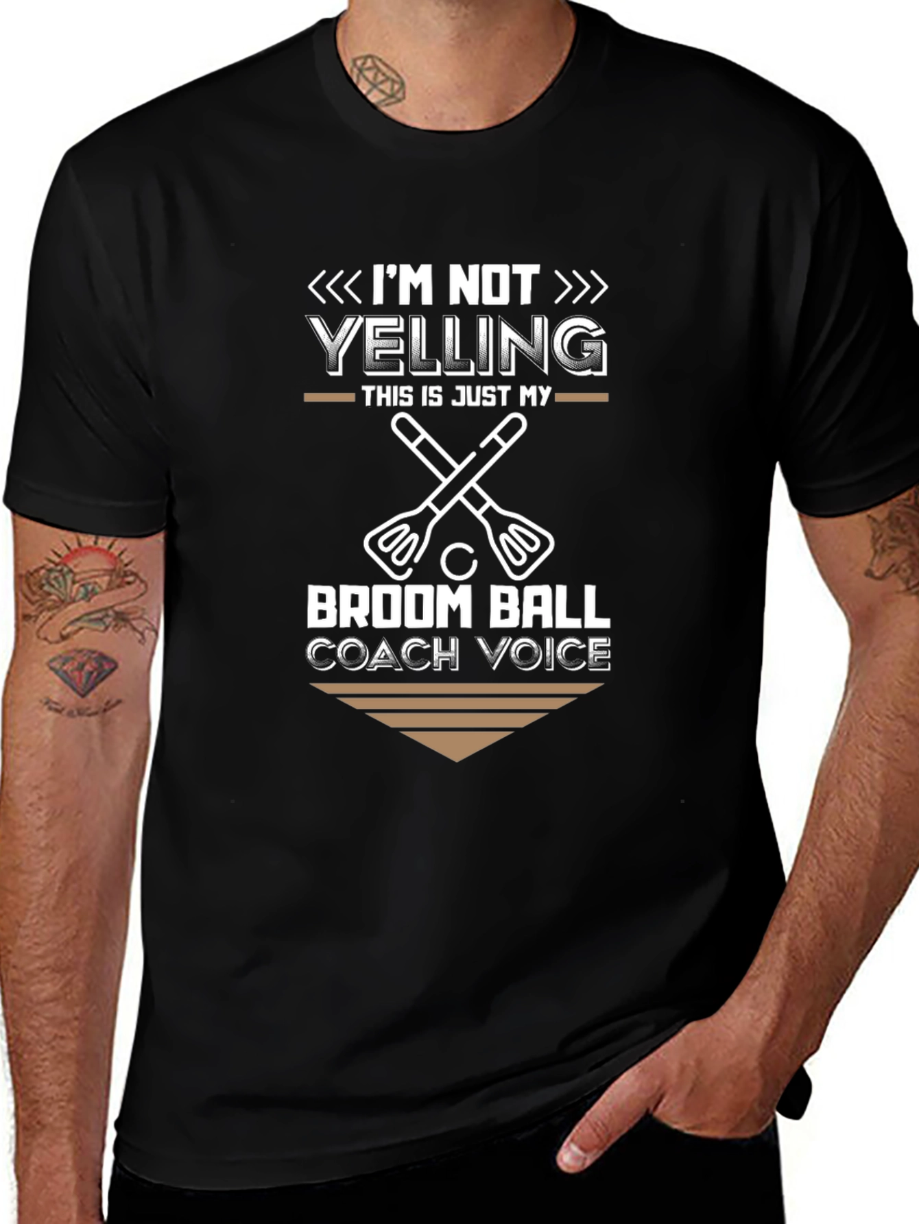 Broom Ball Coach T-Shirt - Im Not Yelling