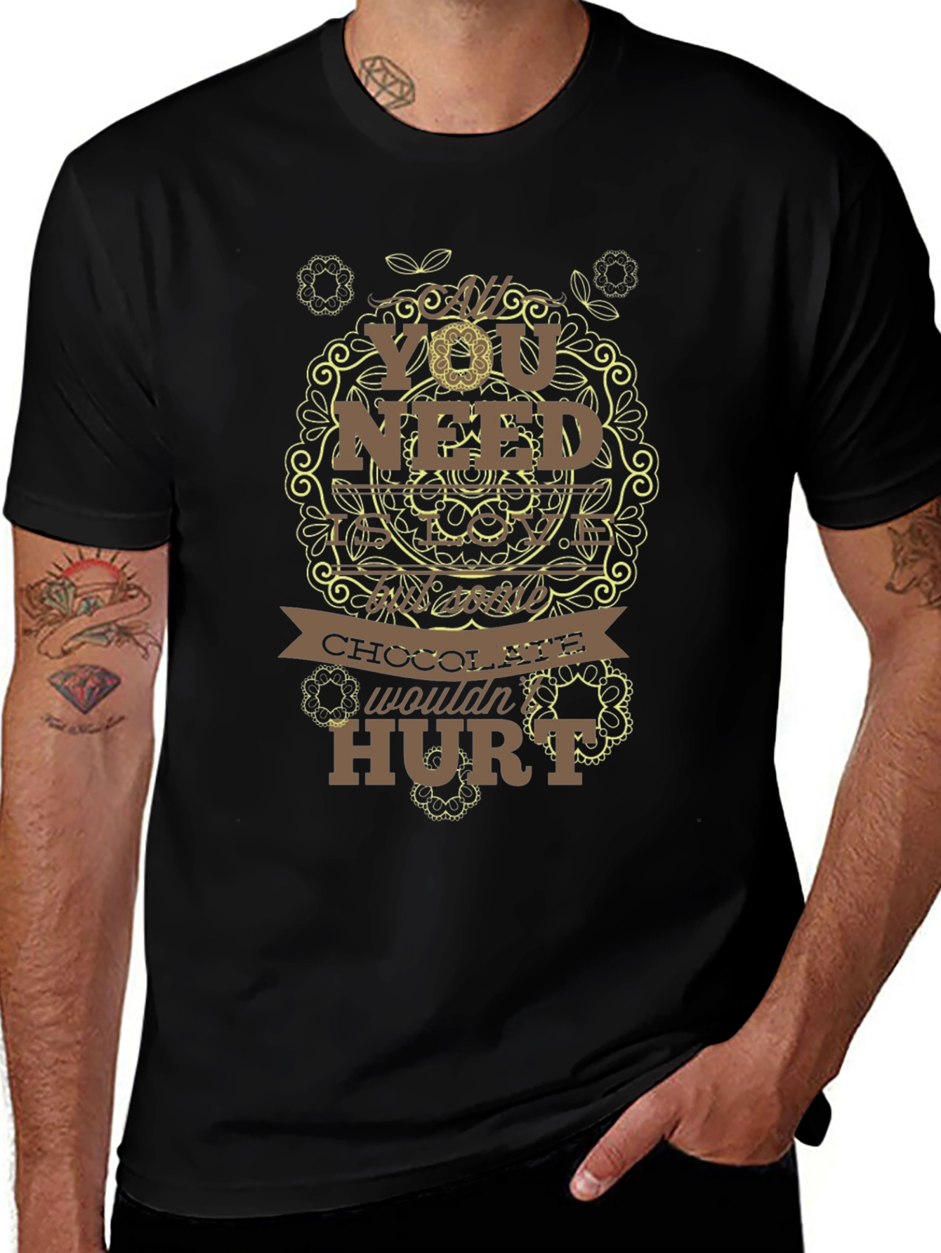 Chocolate Wouldnt Hurt Black Graphic Tee