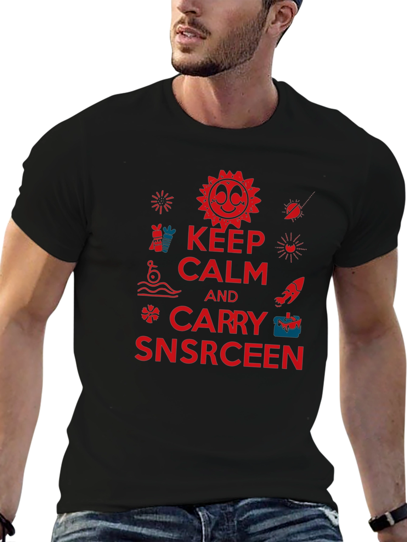 Keep Calm and Carry Snscrceen Graphic Tee