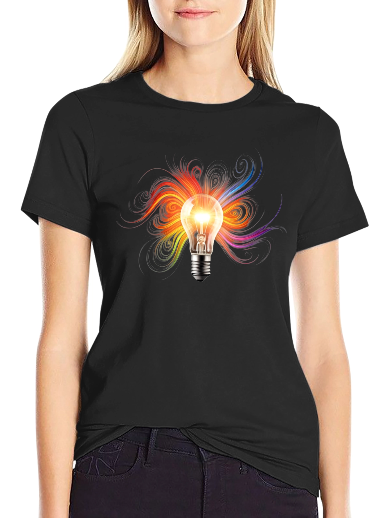 Creative Light Bulb Graphic T-Shirt
