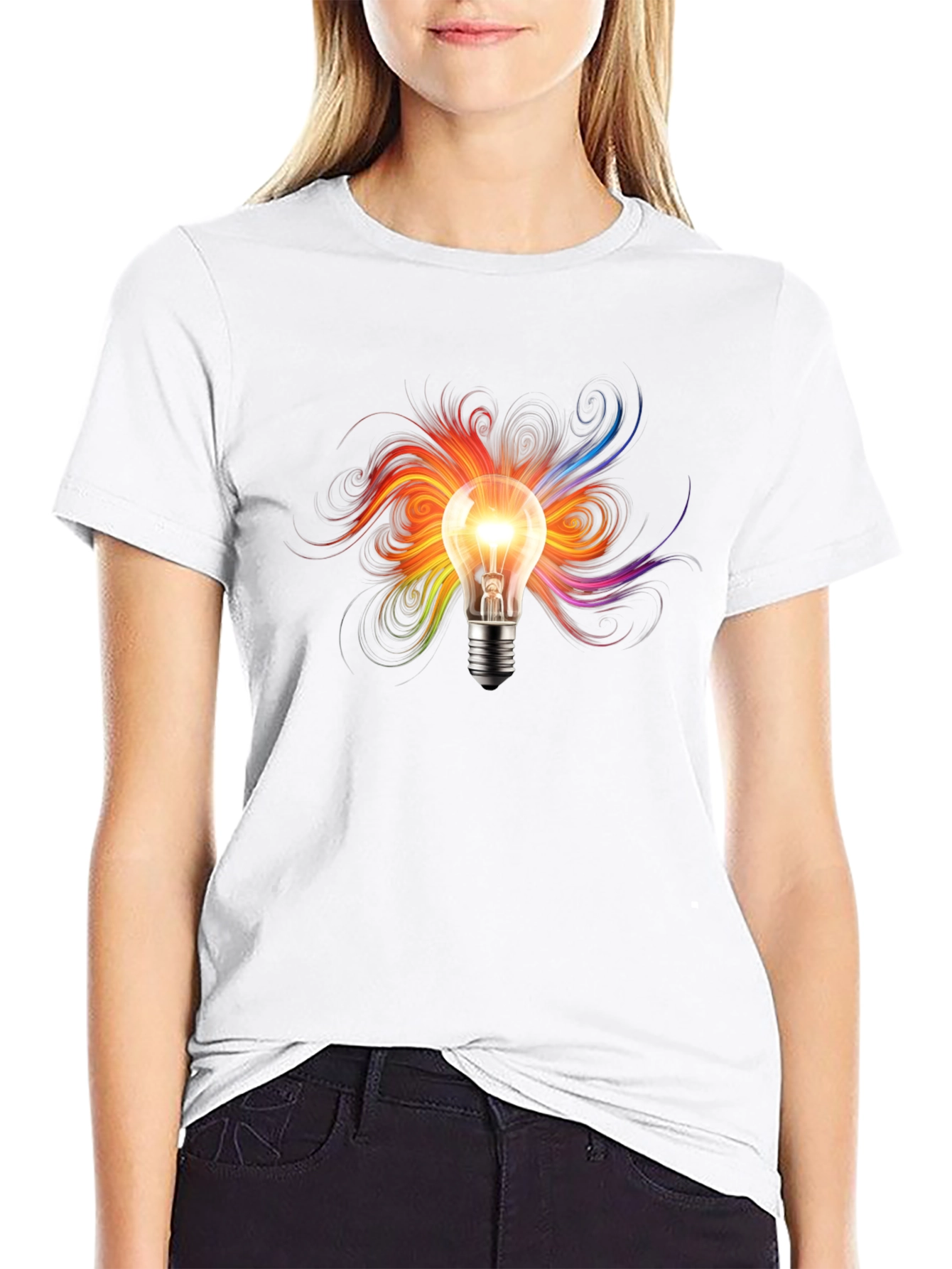 Creative Light Bulb Graphic T-Shirt