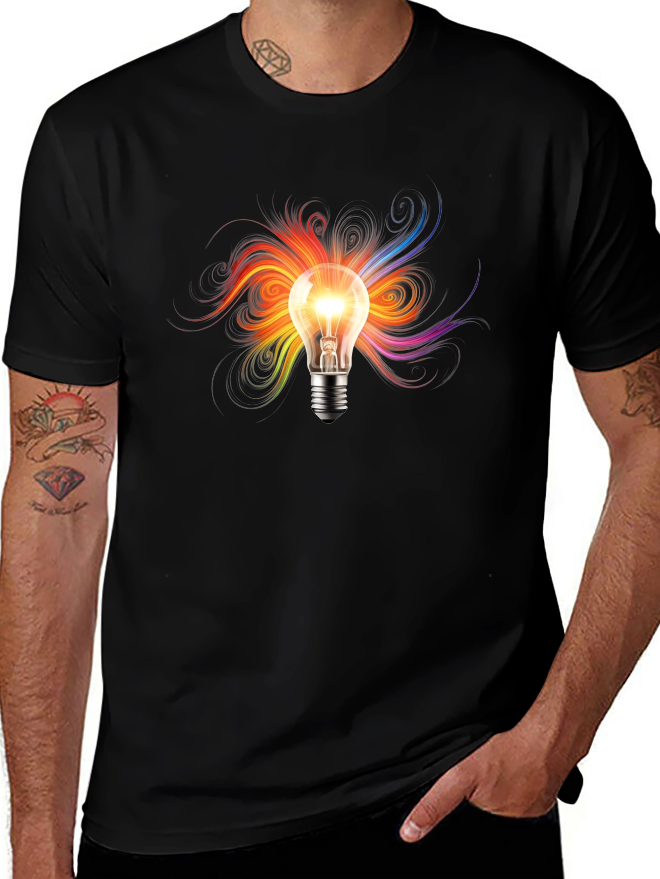 Creative Light Bulb Graphic T-Shirt