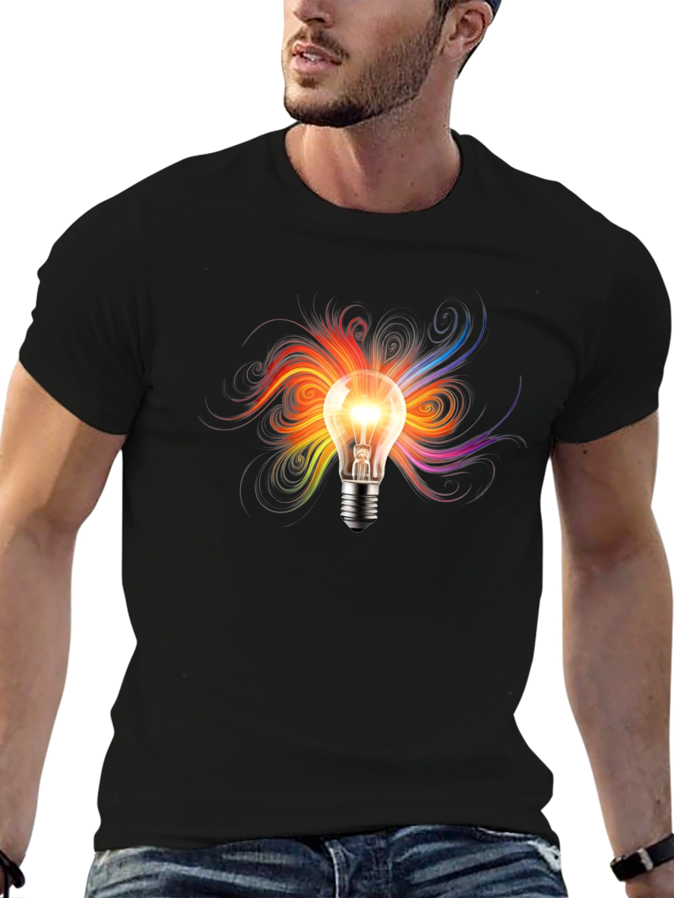Creative Light Bulb Graphic T-Shirt